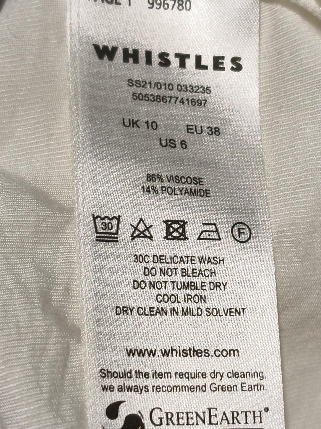 Whistles Women's Top UK 10 White Viscose with Polyamide Basic - Image 6