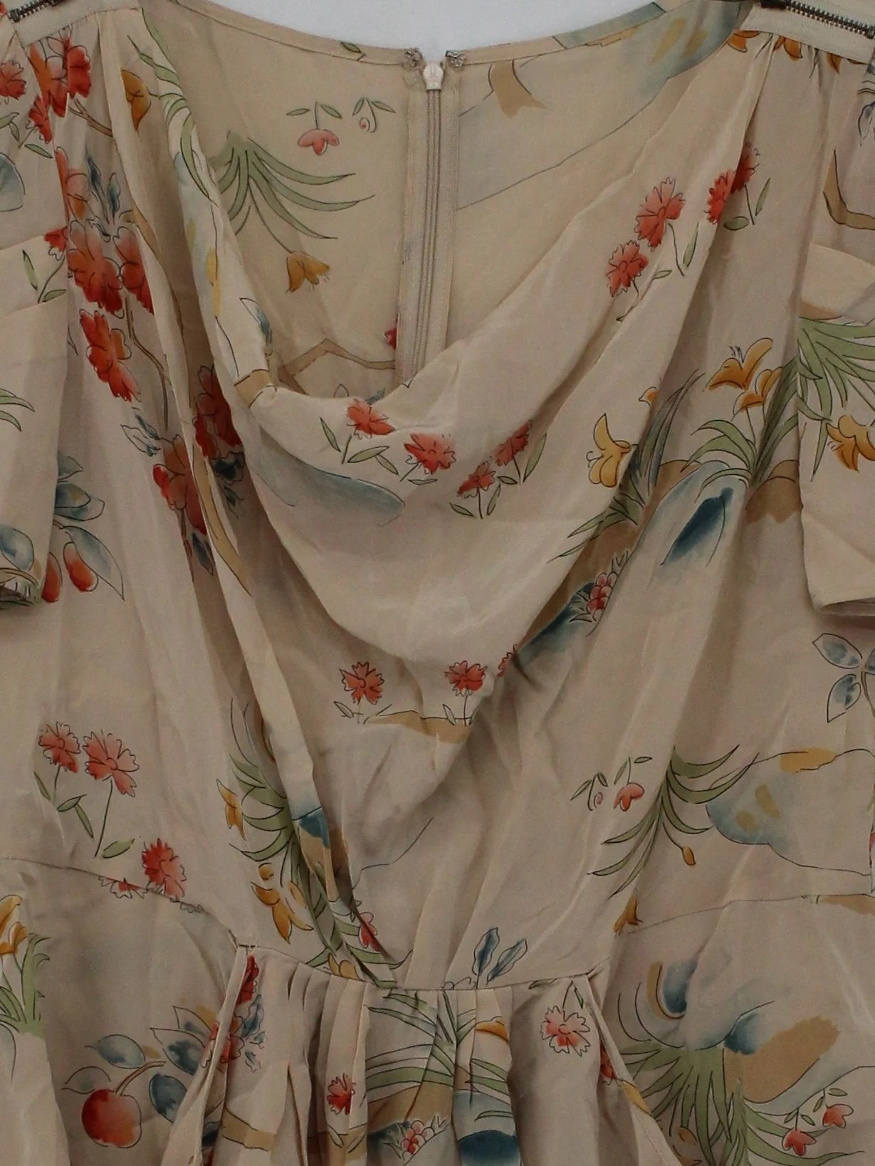 Whistles Women's Top UK 12 Cream Floral 100% Silk Short Sleeve Round Neck Basic - Image 3
