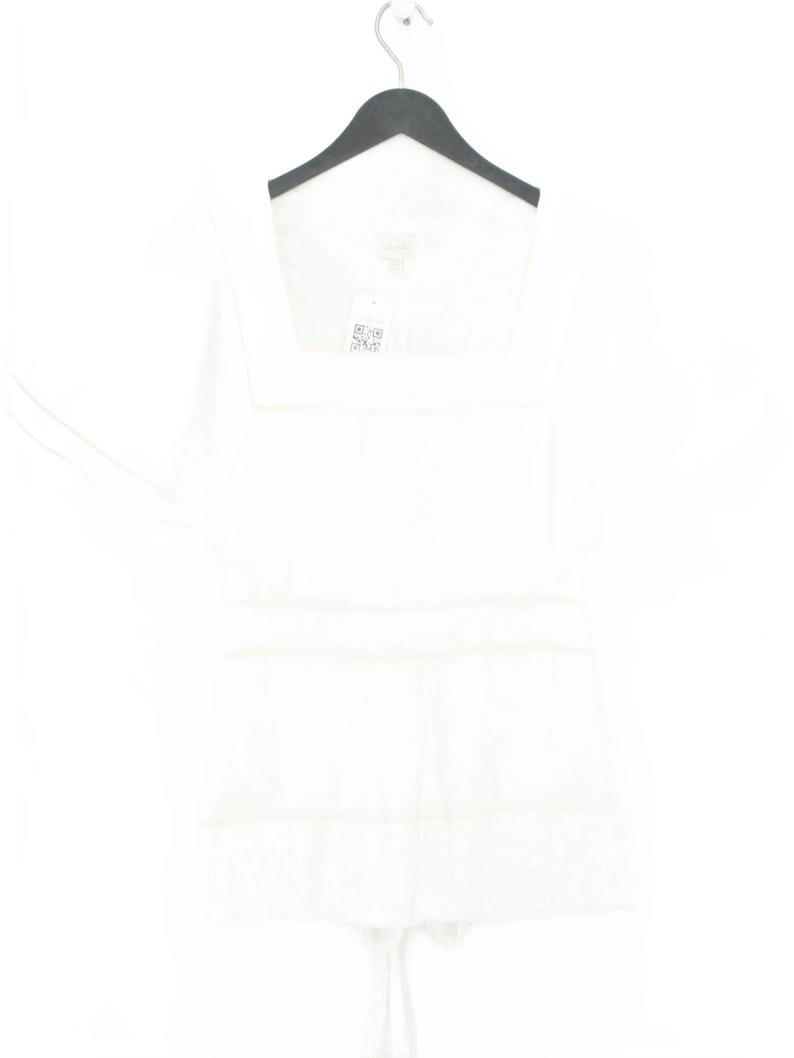 Whistles Women's Top UK 12 White 100% Other Short Sleeve Square Neck Basic
