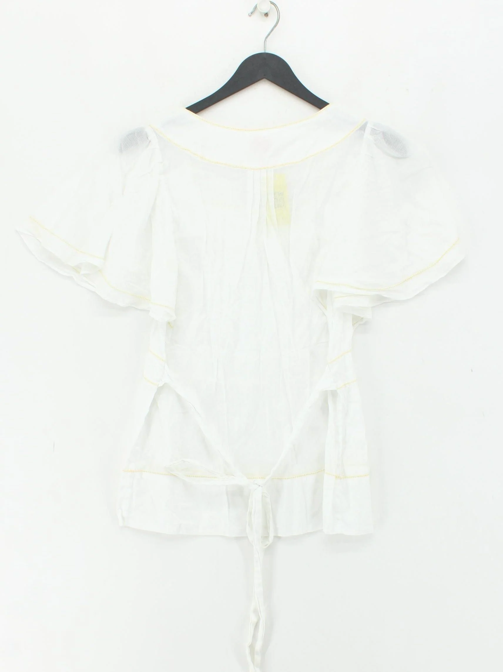 Whistles Women's Top UK 12 White 100% Other Short Sleeve Square Neck Basic - Image 2