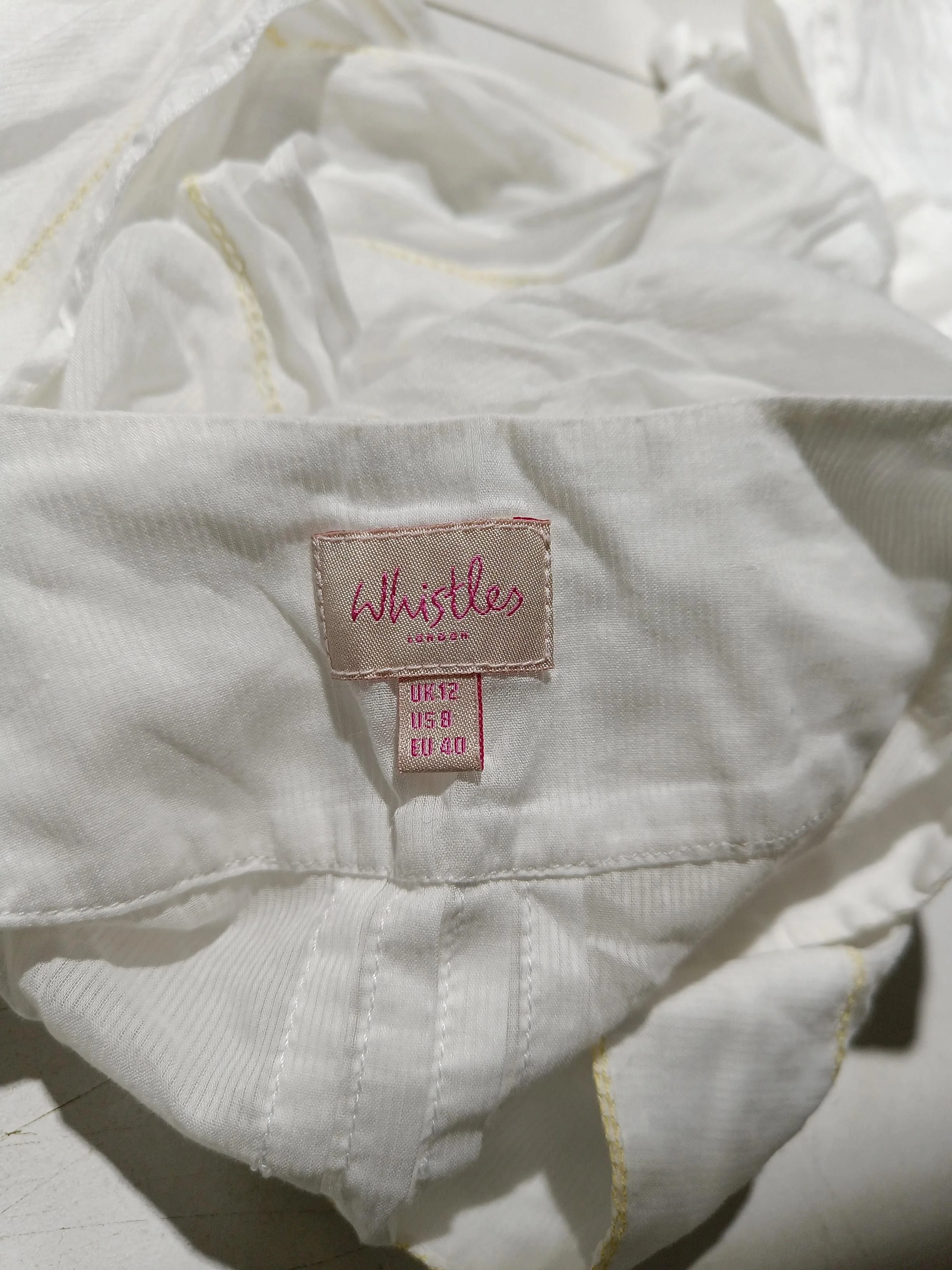Whistles Women's Top UK 12 White 100% Other Short Sleeve Square Neck Basic - Image 5