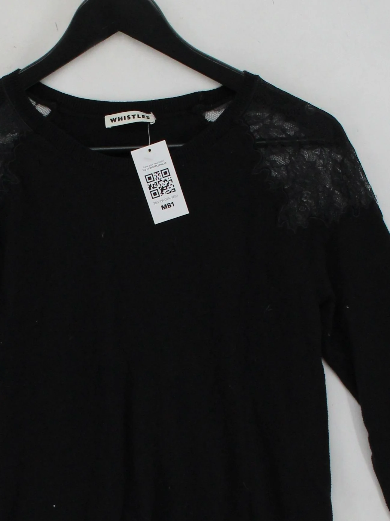 Whistles Women's Top UK 14 Black 100% Other Long Sleeve Round Neck Basic - Image 3