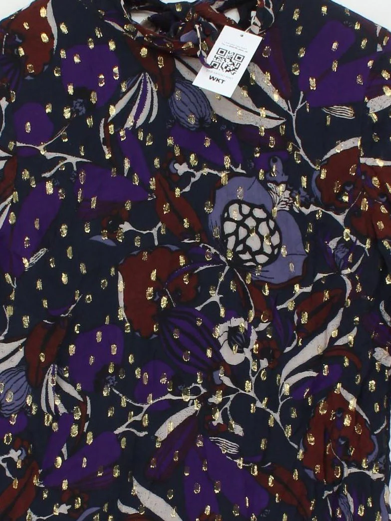 Whistles Women's Top UK 6 Multi Floral 100% Other 3/4 Sleeve High Neck Basic - Image 3