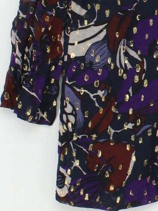 Whistles Women's Top UK 6 Multi Floral 100% Other 3/4 Sleeve High Neck Basic - Image 4
