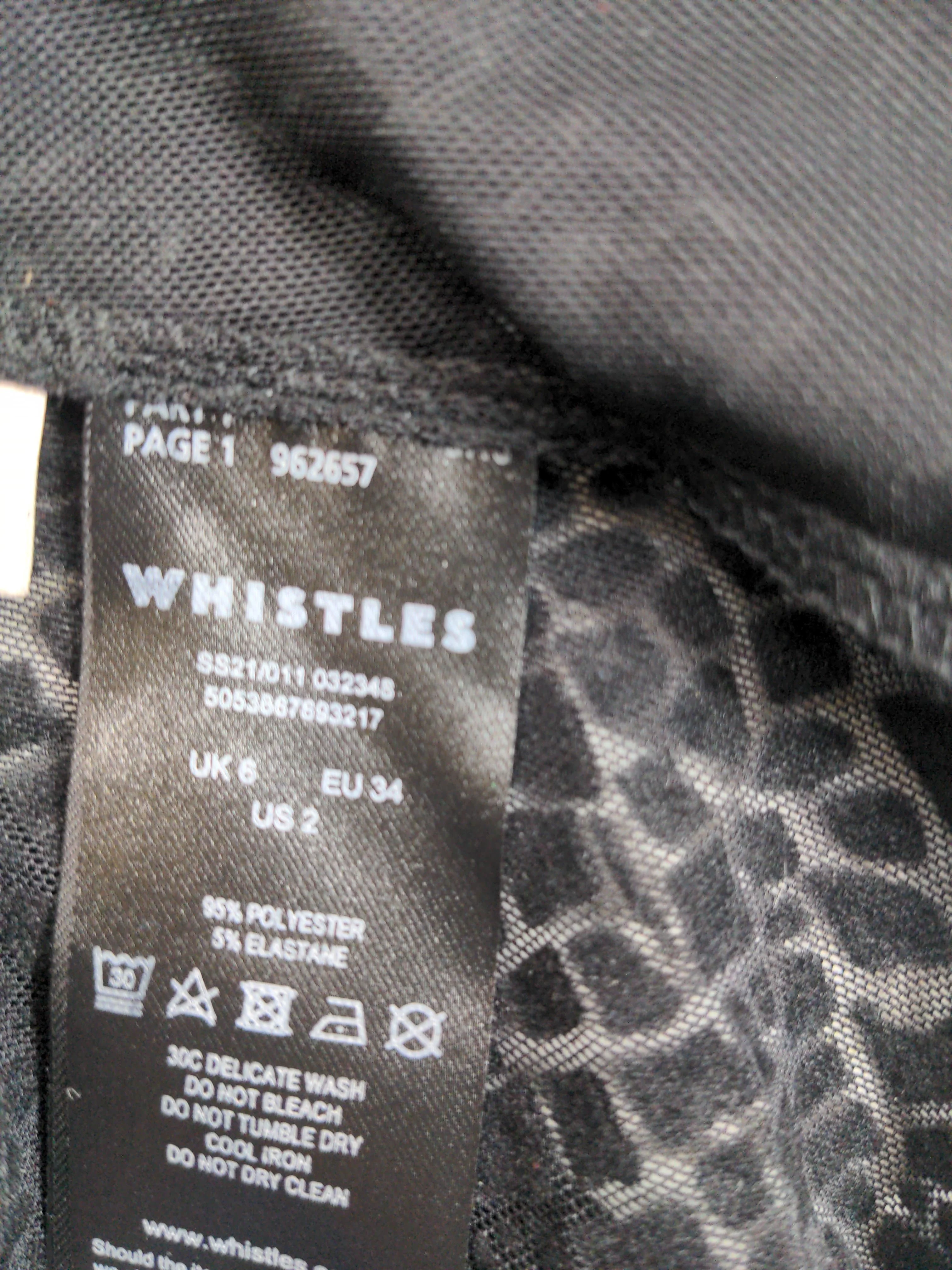 Whistles Women's Top UK 8 Black Polyester with Elastane Basic - Image 6