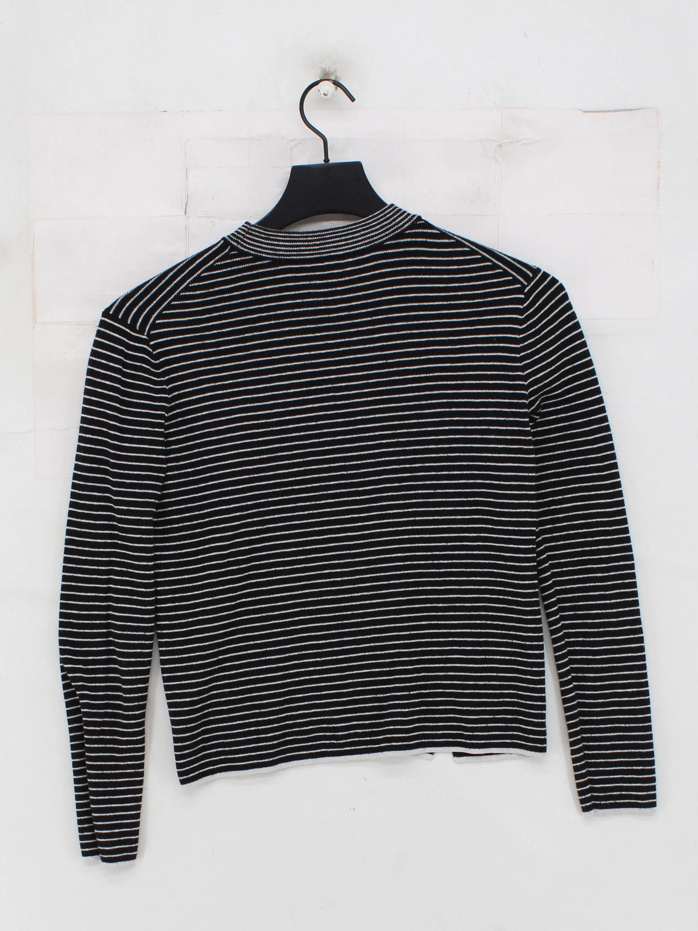 Whistles Women's Top UK 8 Black Striped 100% Other Long Sleeve Mock Neck Basic - Image 2
