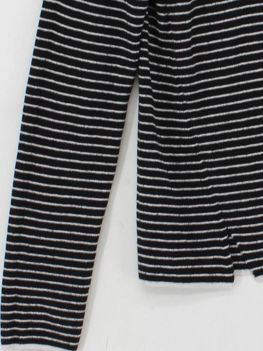 Whistles Women's Top UK 8 Black Striped 100% Other Long Sleeve Mock Neck Basic - Image 4