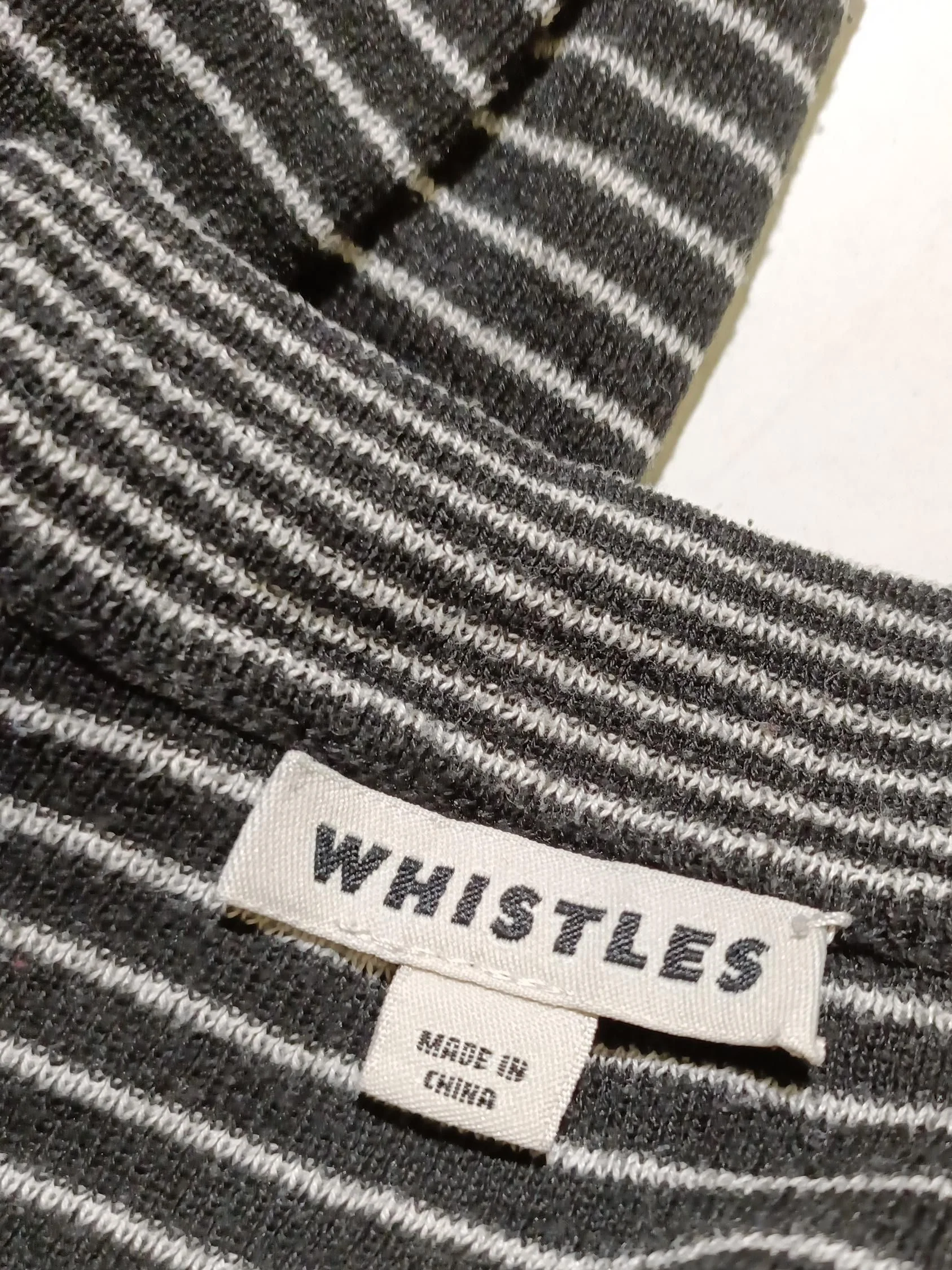 Whistles Women's Top UK 8 Black Striped 100% Other Long Sleeve Mock Neck Basic - Image 6