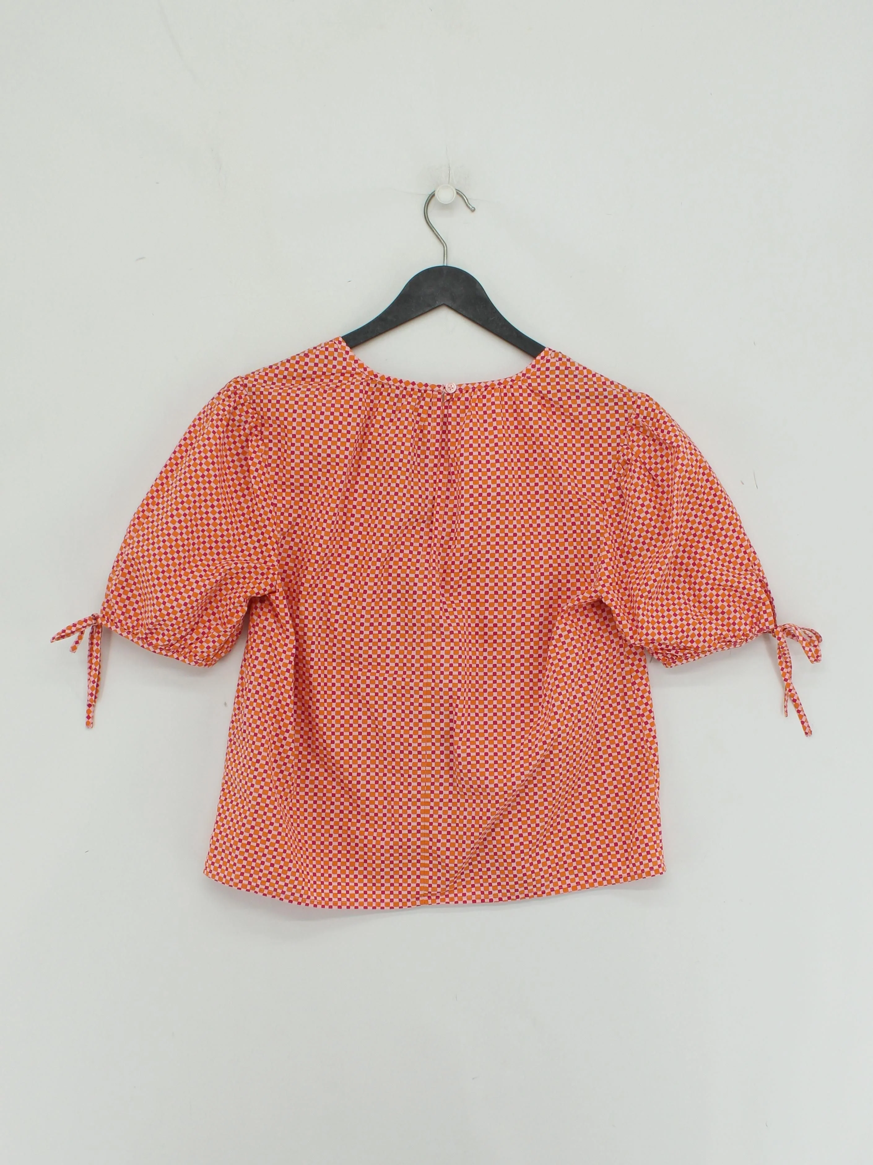 Whistles Women's Top UK 8 Multi Geometric 100% Cotton Short Sleeve V-Neck Basic - Image 2