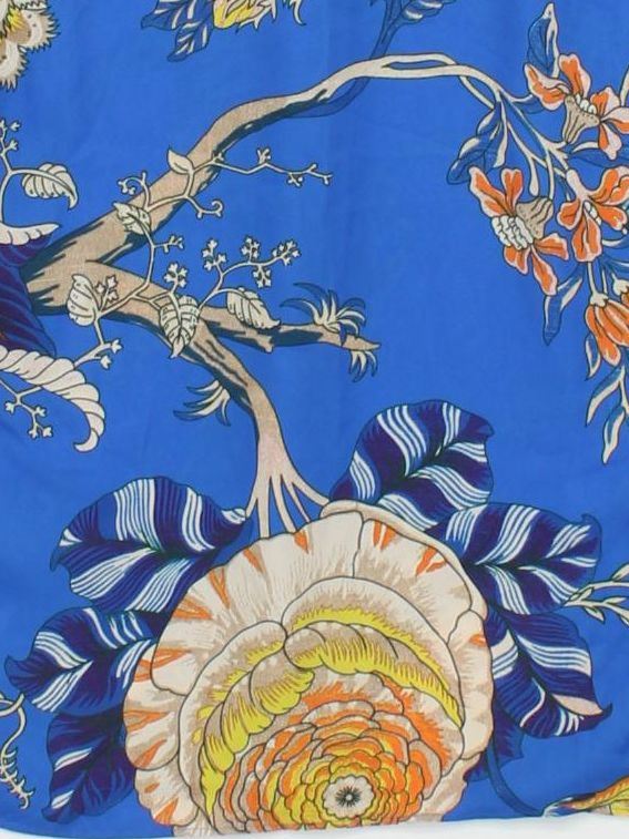 Whistles Women's Top XS Blue Floral 100% Viscose Short Sleeve Round Neck Basic - Image 4