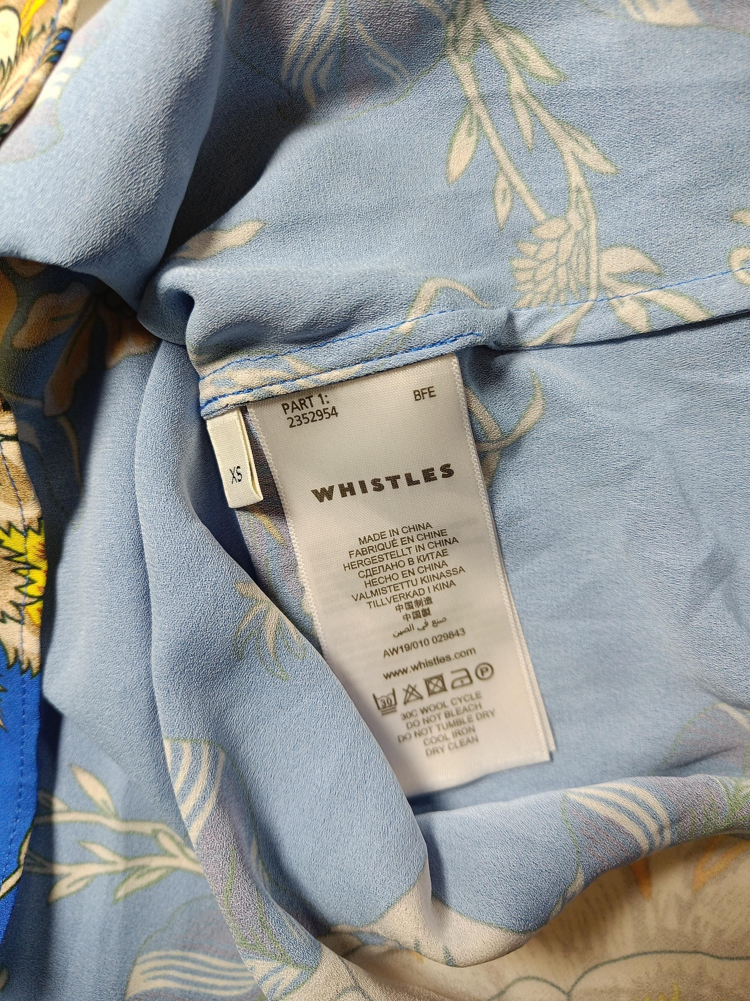 Whistles Women's Top XS Blue Floral 100% Viscose Short Sleeve Round Neck Basic - Image 6