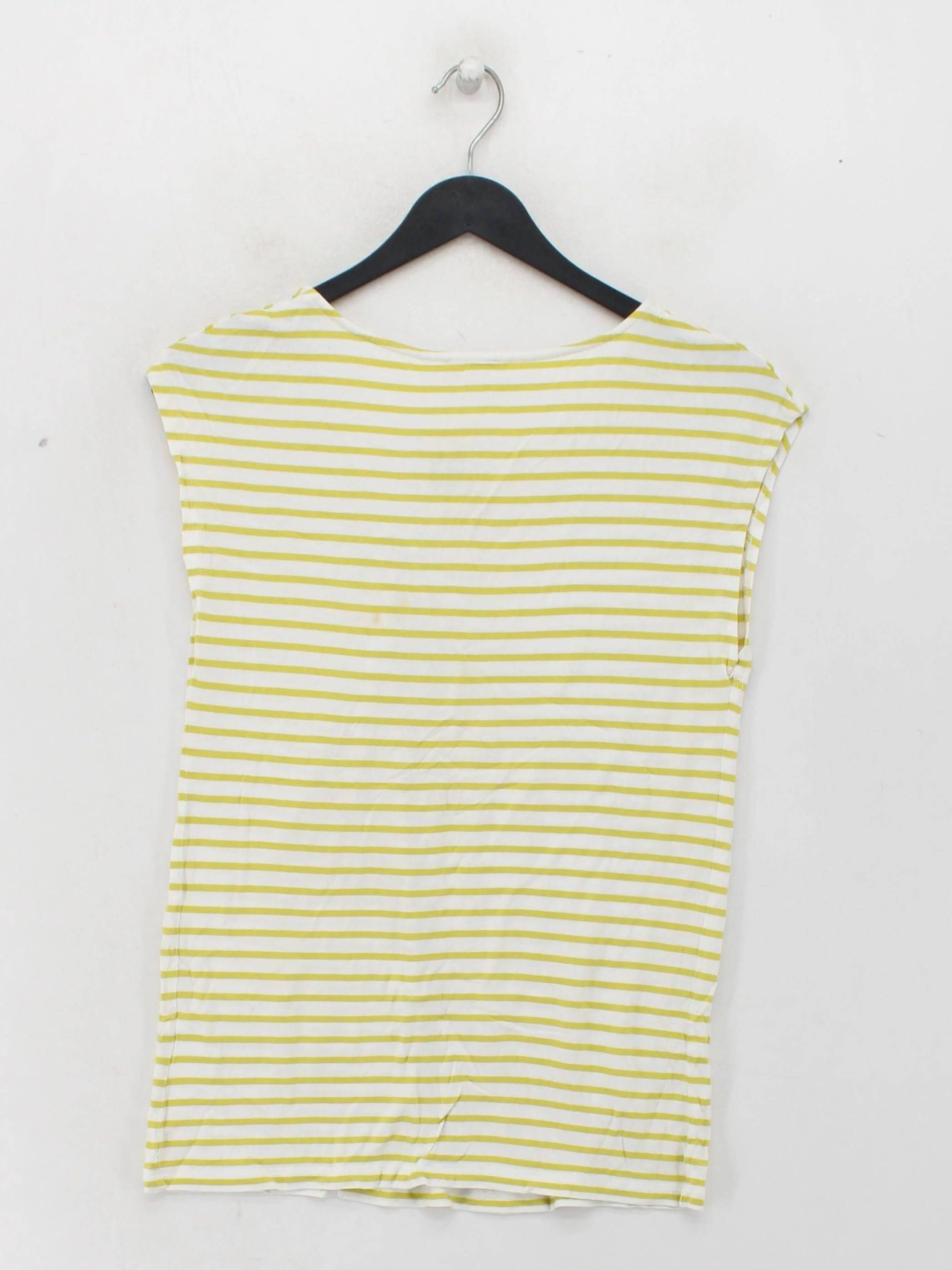 Whistles Women's Top XS Yellow Striped 100% Other Short Sleeve V-Neck Basic - Image 2