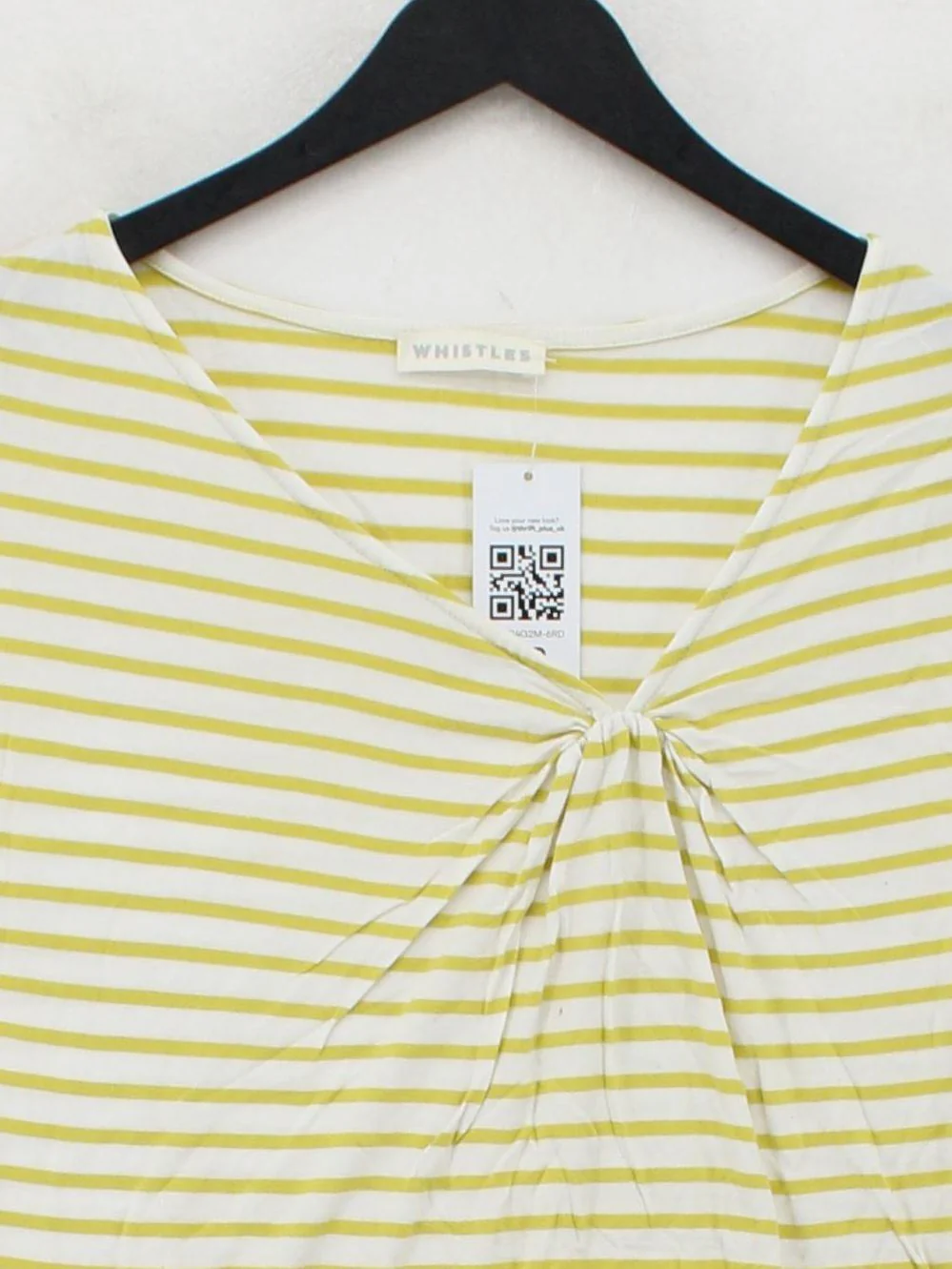 Whistles Women's Top XS Yellow Striped 100% Other Short Sleeve V-Neck Basic - Image 3