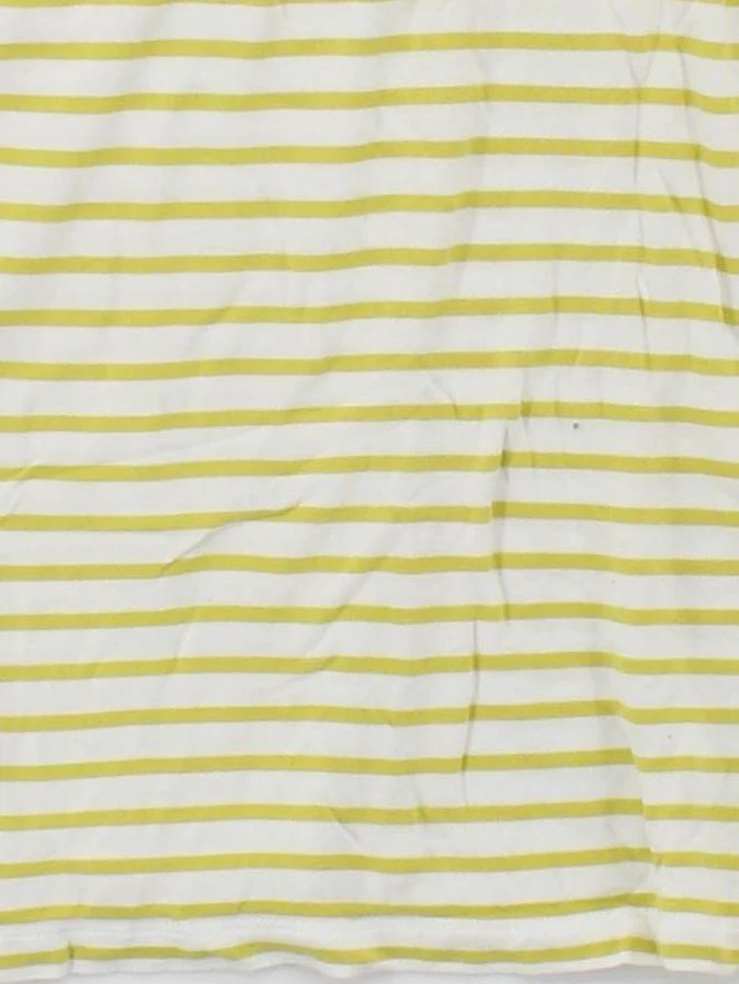 Whistles Women's Top XS Yellow Striped 100% Other Short Sleeve V-Neck Basic - Image 4