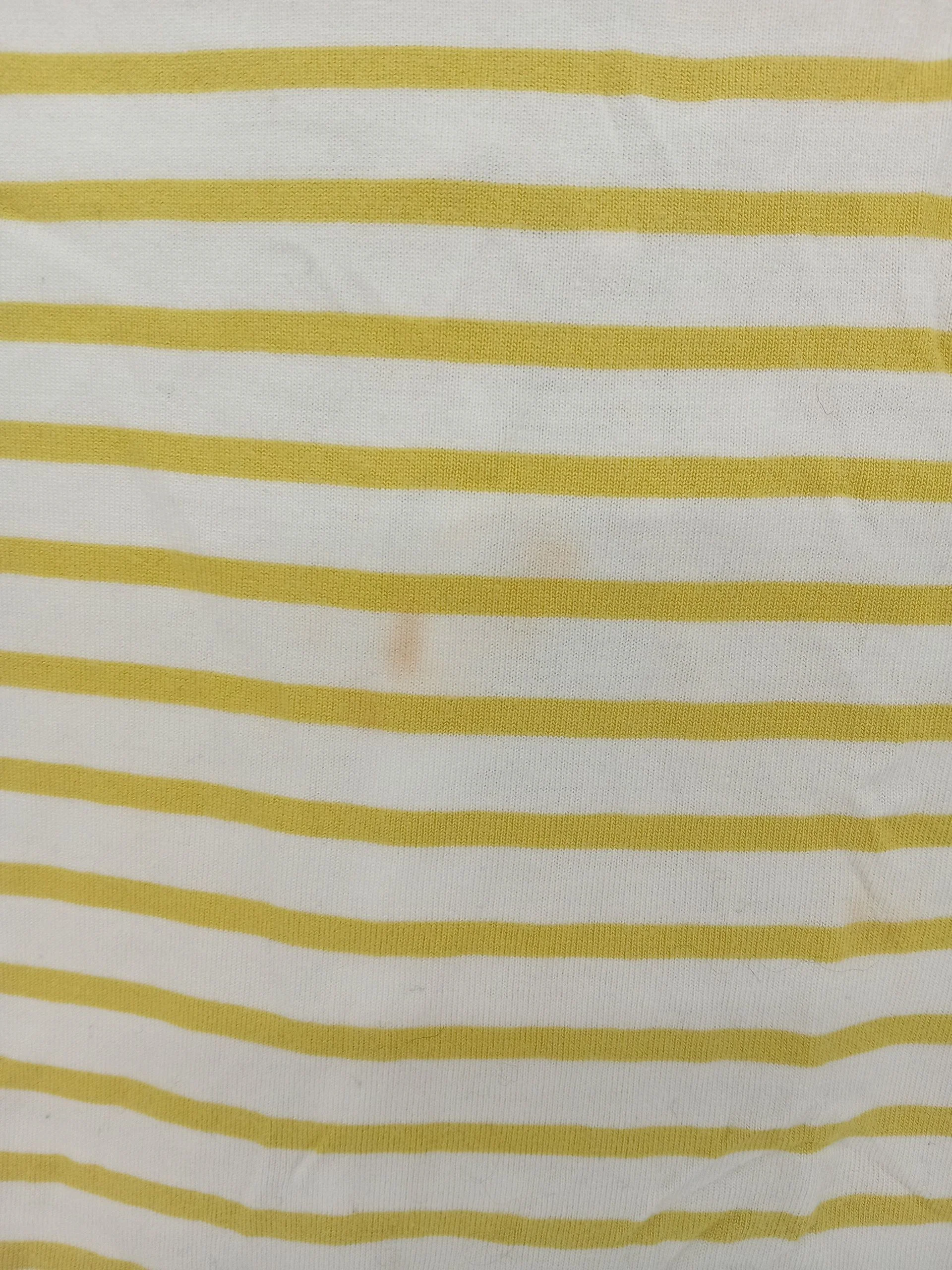 Whistles Women's Top XS Yellow Striped 100% Other Short Sleeve V-Neck Basic - Image 5