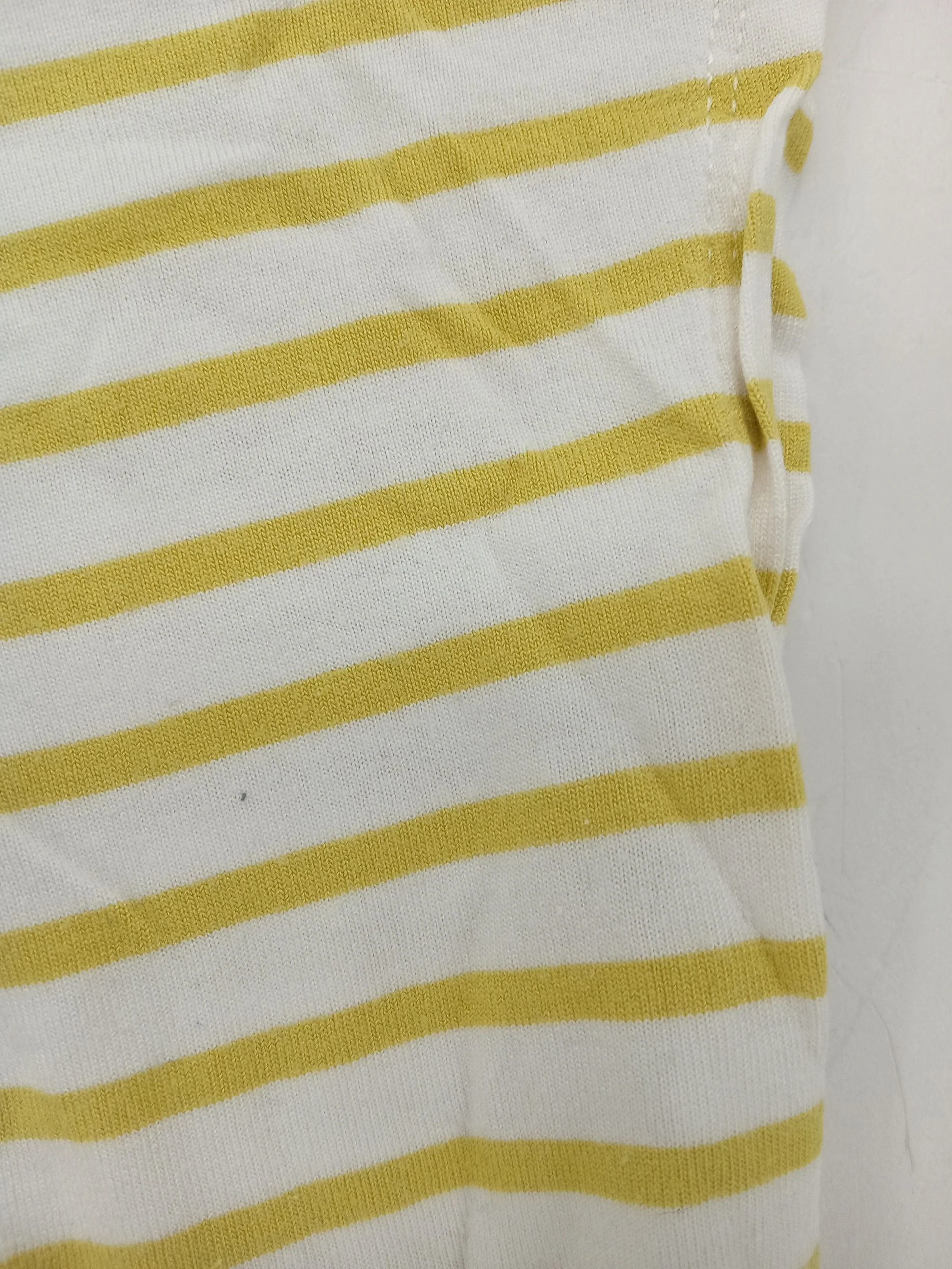 Whistles Women's Top XS Yellow Striped 100% Other Short Sleeve V-Neck Basic - Image 6
