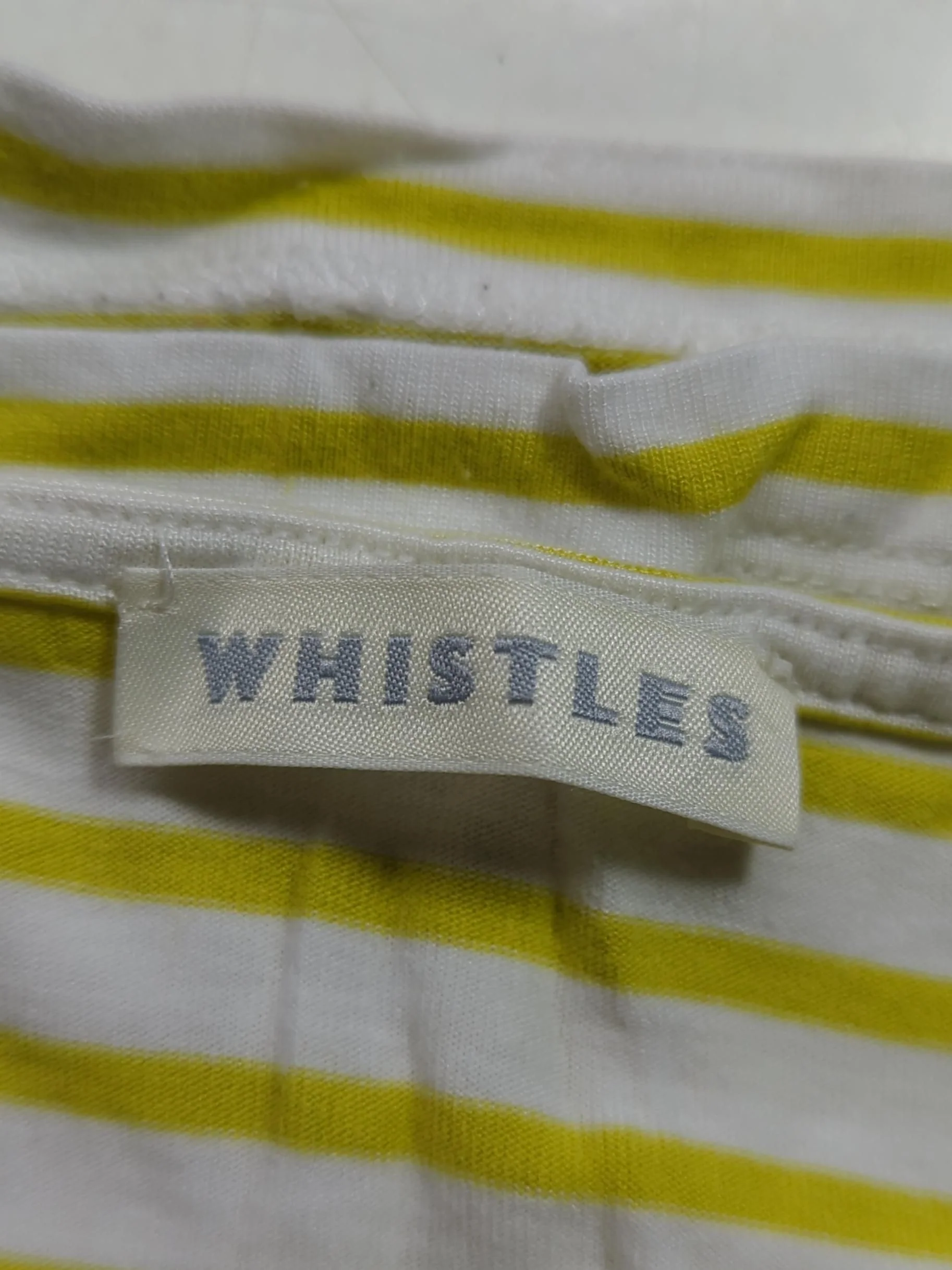 Whistles Women's Top XS Yellow Striped 100% Other Short Sleeve V-Neck Basic - Image 8