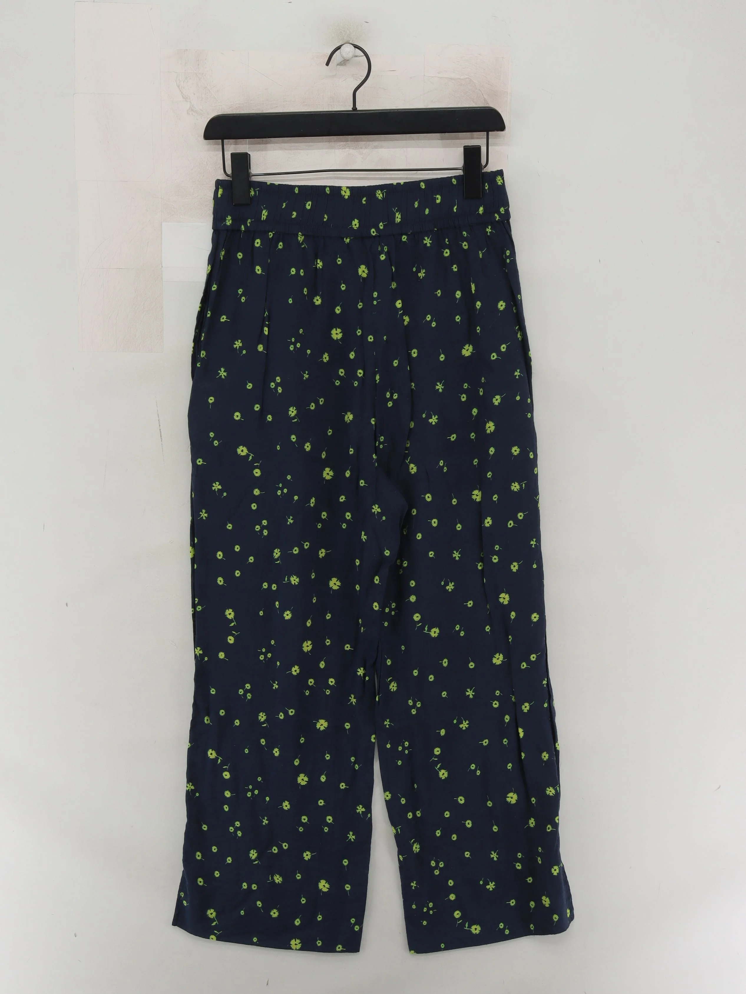 Whistles Women's Trousers UK 10 Blue Floral Viscose with Nylon Wide-Leg Cropped - Image 2