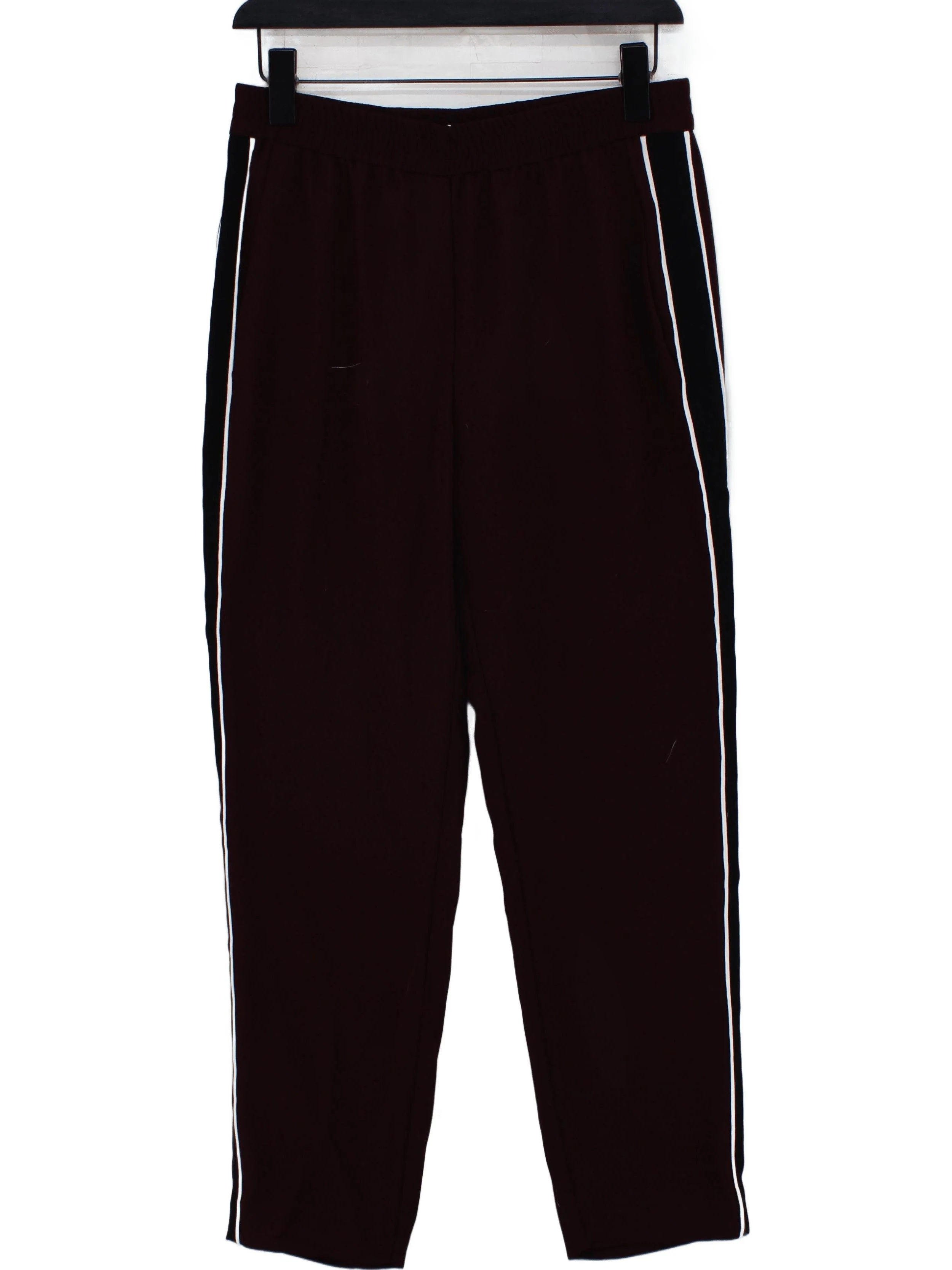 Whistles Women's Trousers UK 10 Brown Striped 100% Polyester Straight Sweatpants