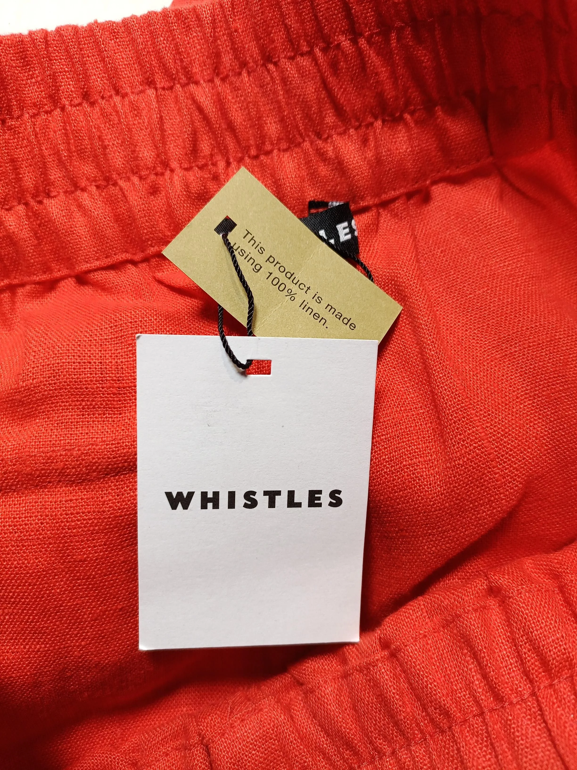 Whistles Women's Trousers UK 10 Red 100% Linen Wide-Leg Cropped New with tags - Image 5
