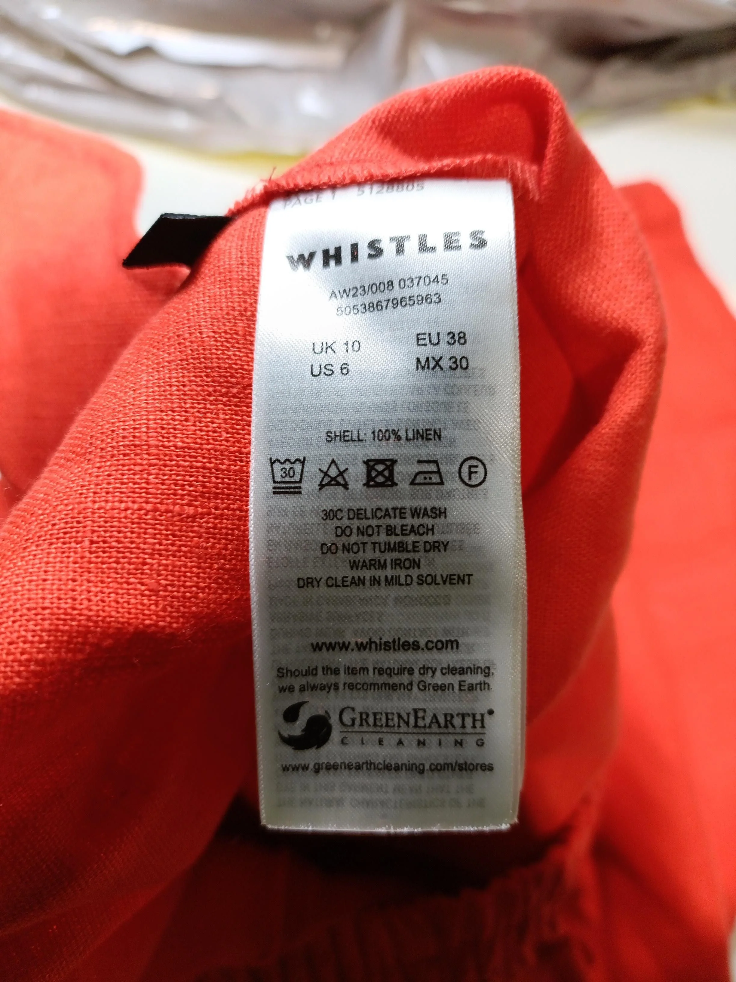 Whistles Women's Trousers UK 10 Red 100% Linen Wide-Leg Cropped New with tags - Image 6