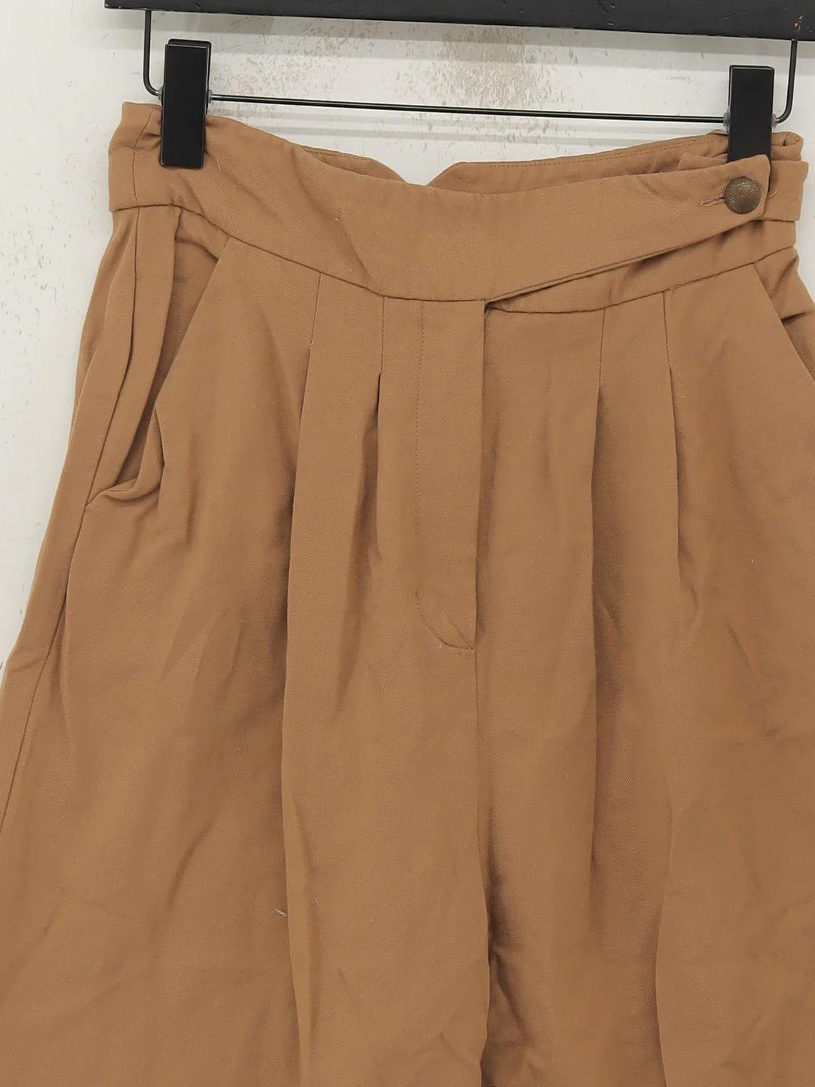 Whistles Women's Trousers UK 10 Tan Wool with Elastane Wide-Leg Cropped - Image 3