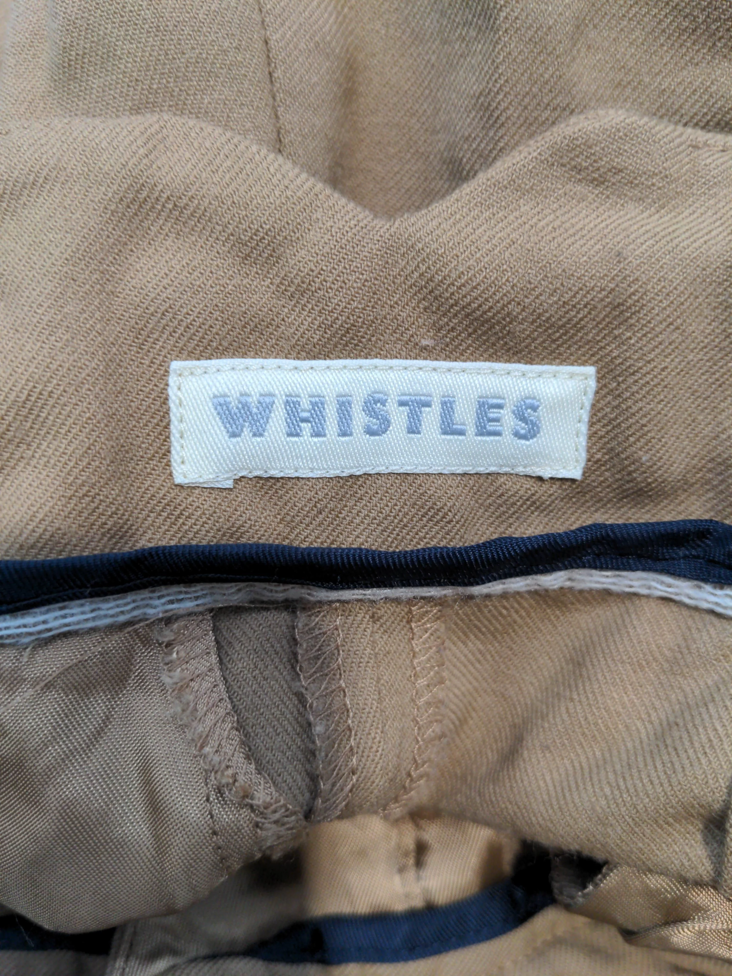 Whistles Women's Trousers UK 10 Tan Wool with Elastane Wide-Leg Cropped - Image 6