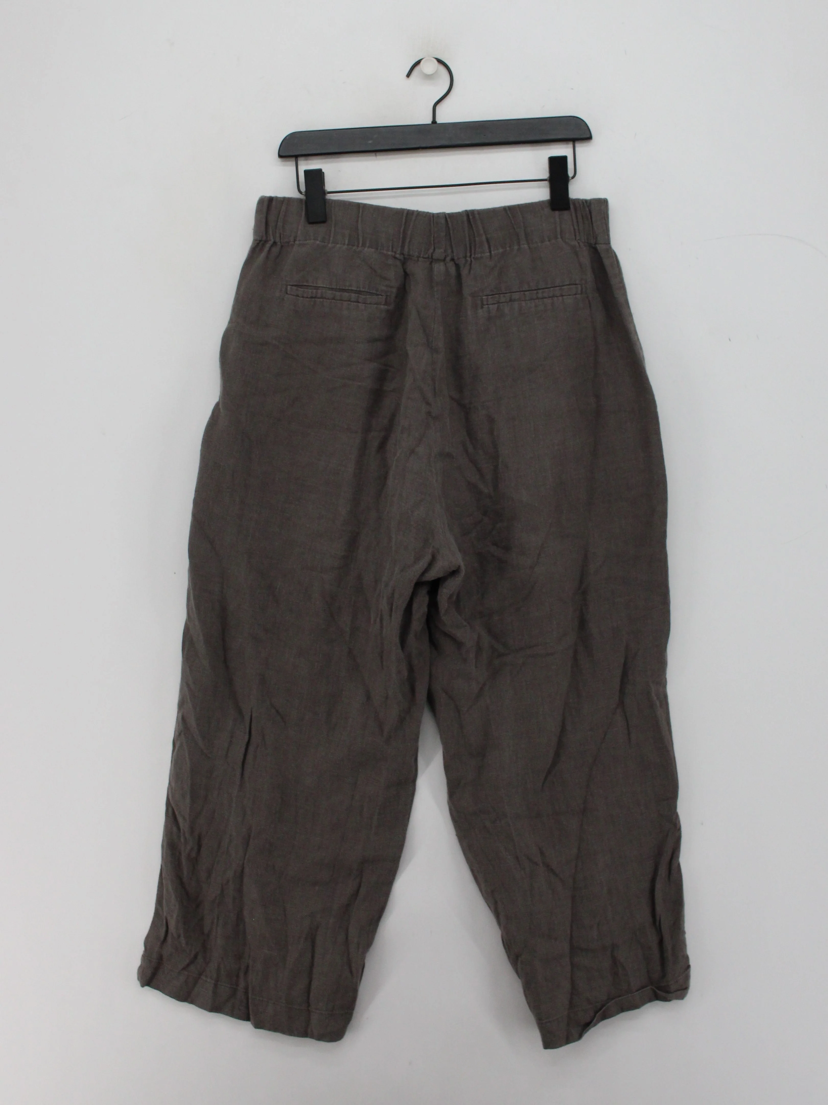 Whistles Women's Trousers UK 14 Grey Linen with Polyester, Cotton Cropped - Image 2