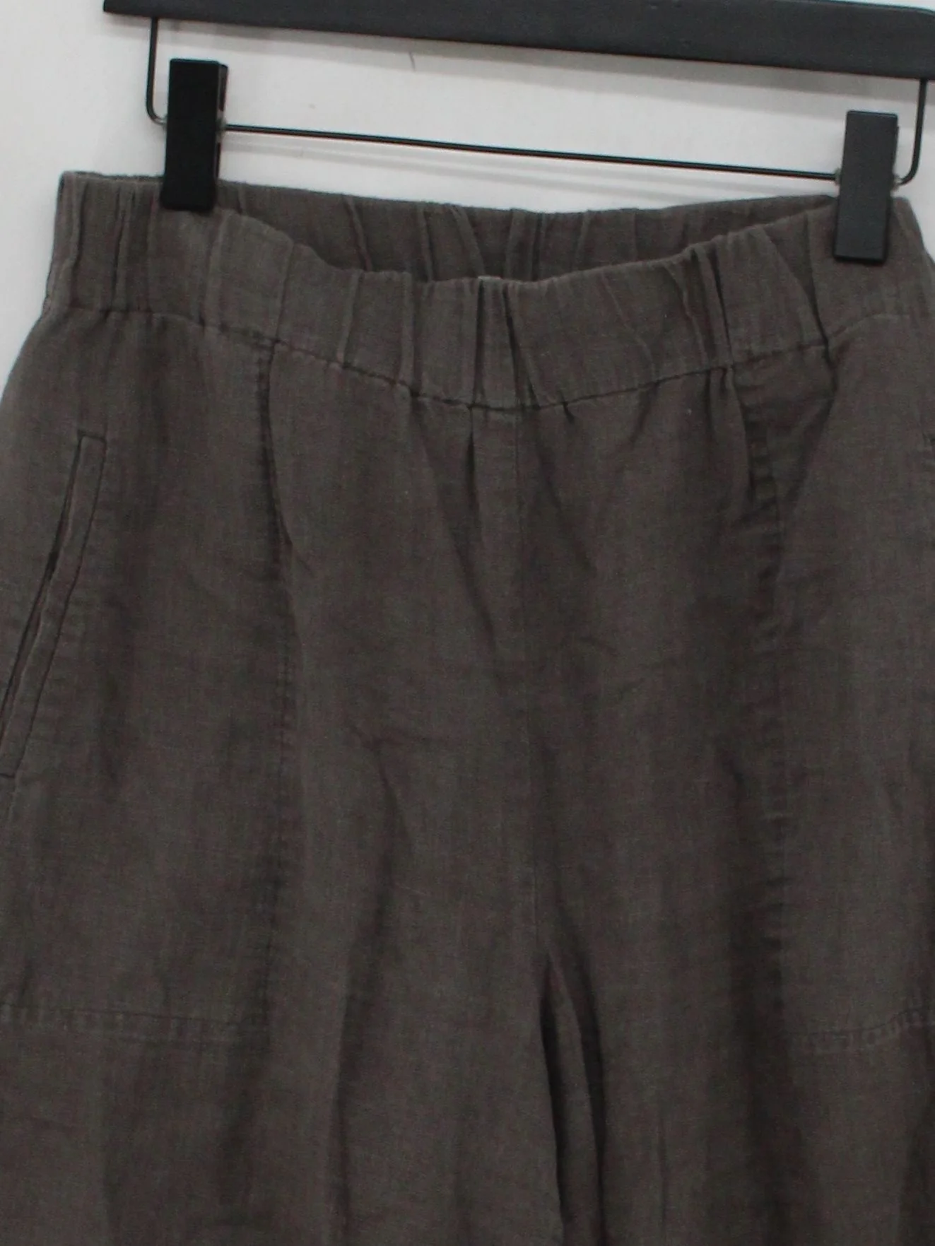 Whistles Women's Trousers UK 14 Grey Linen with Polyester, Cotton Cropped - Image 3