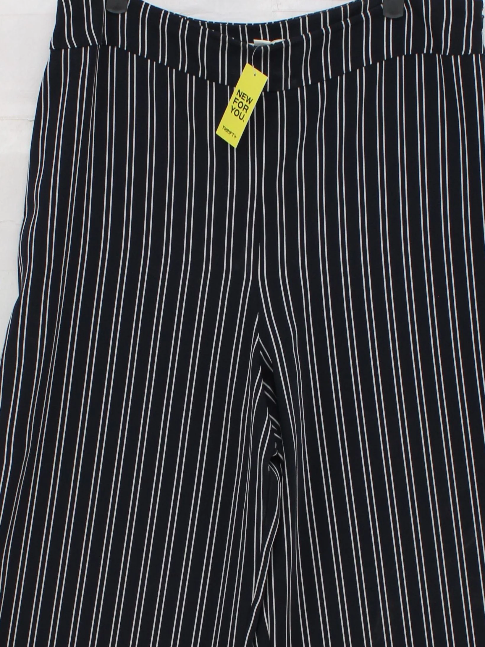 Whistles Women's Trousers UK 16 Black Striped 100% Other Wide-Leg Cropped - Image 3