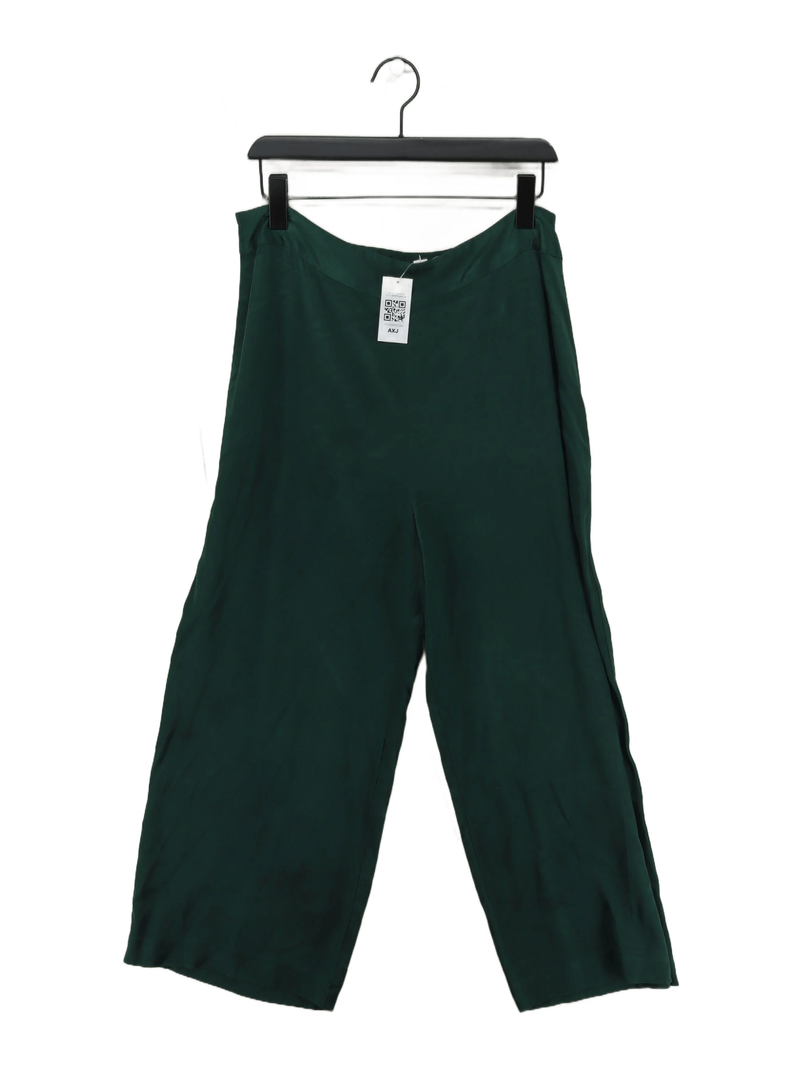 Whistles Women's Trousers UK 16 Green 100% Viscose Wide-Leg Cropped