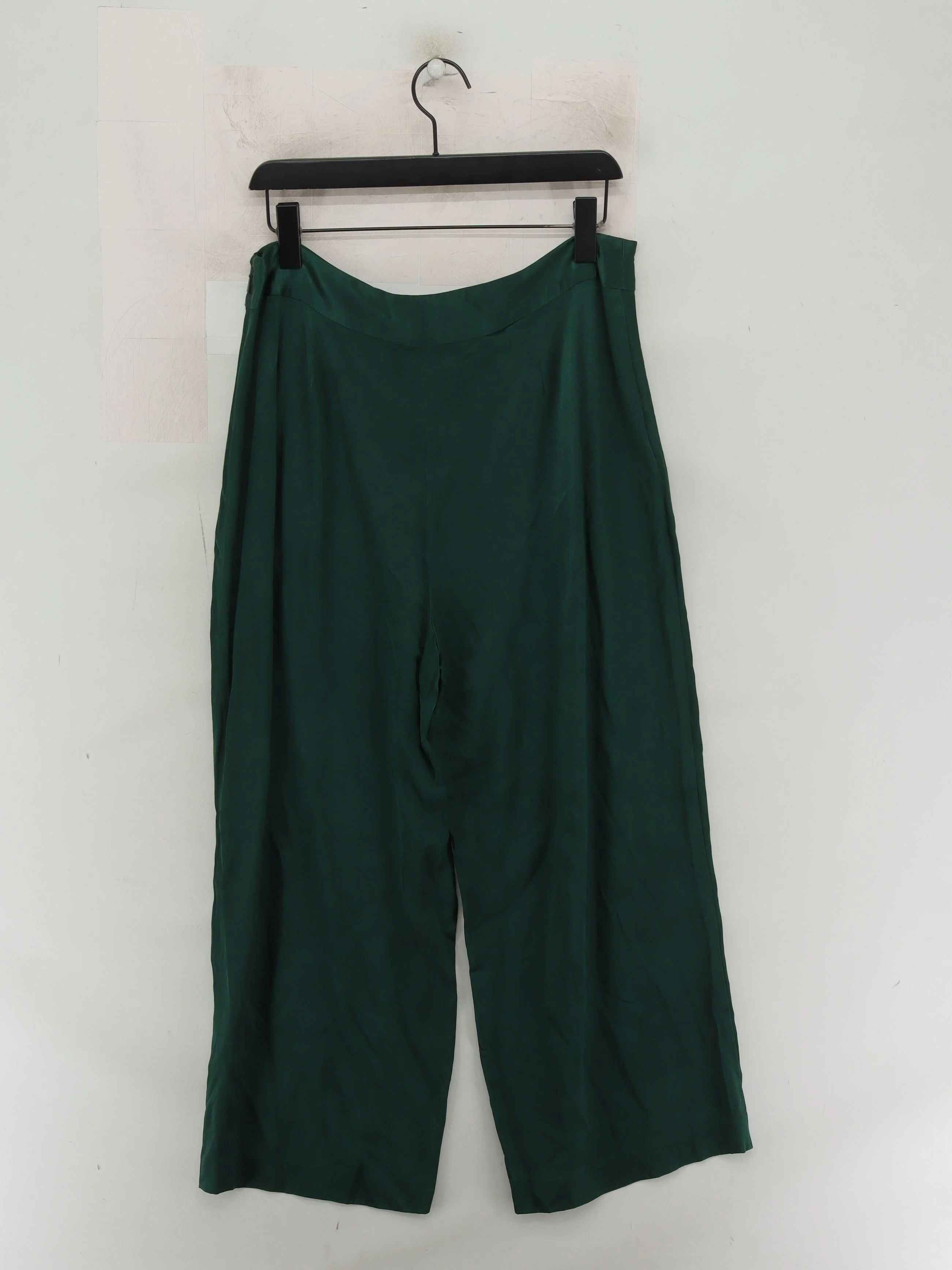 Whistles Women's Trousers UK 16 Green 100% Viscose Wide-Leg Cropped - Image 2
