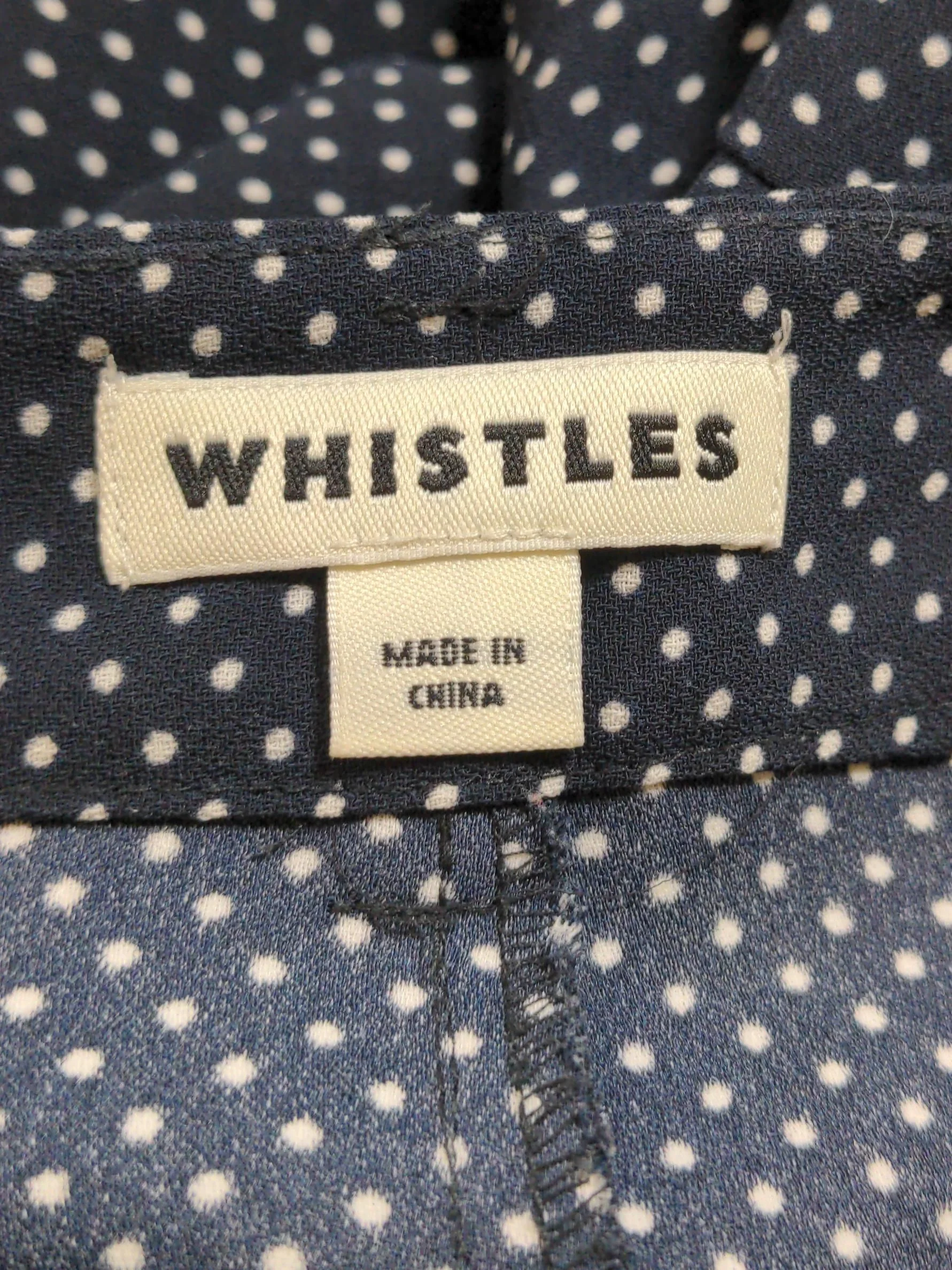 Whistles Women's Trousers UK 6 Blue Polkadot 100% Polyester Straight Chino - Image 5