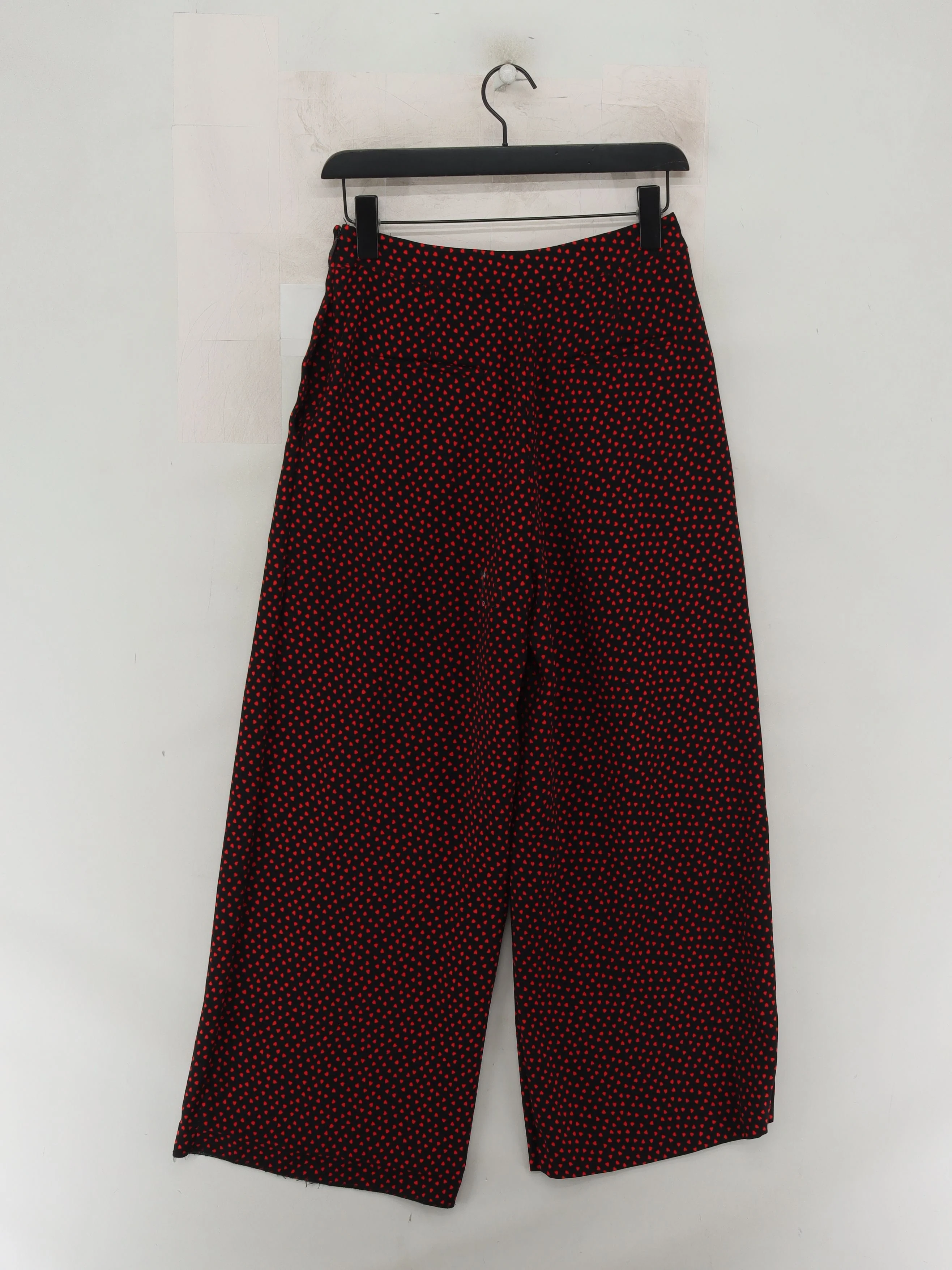 Whistles Women's Trousers UK 8 Black Geometric 100% Polyester Wide-Leg Cropped - Image 2