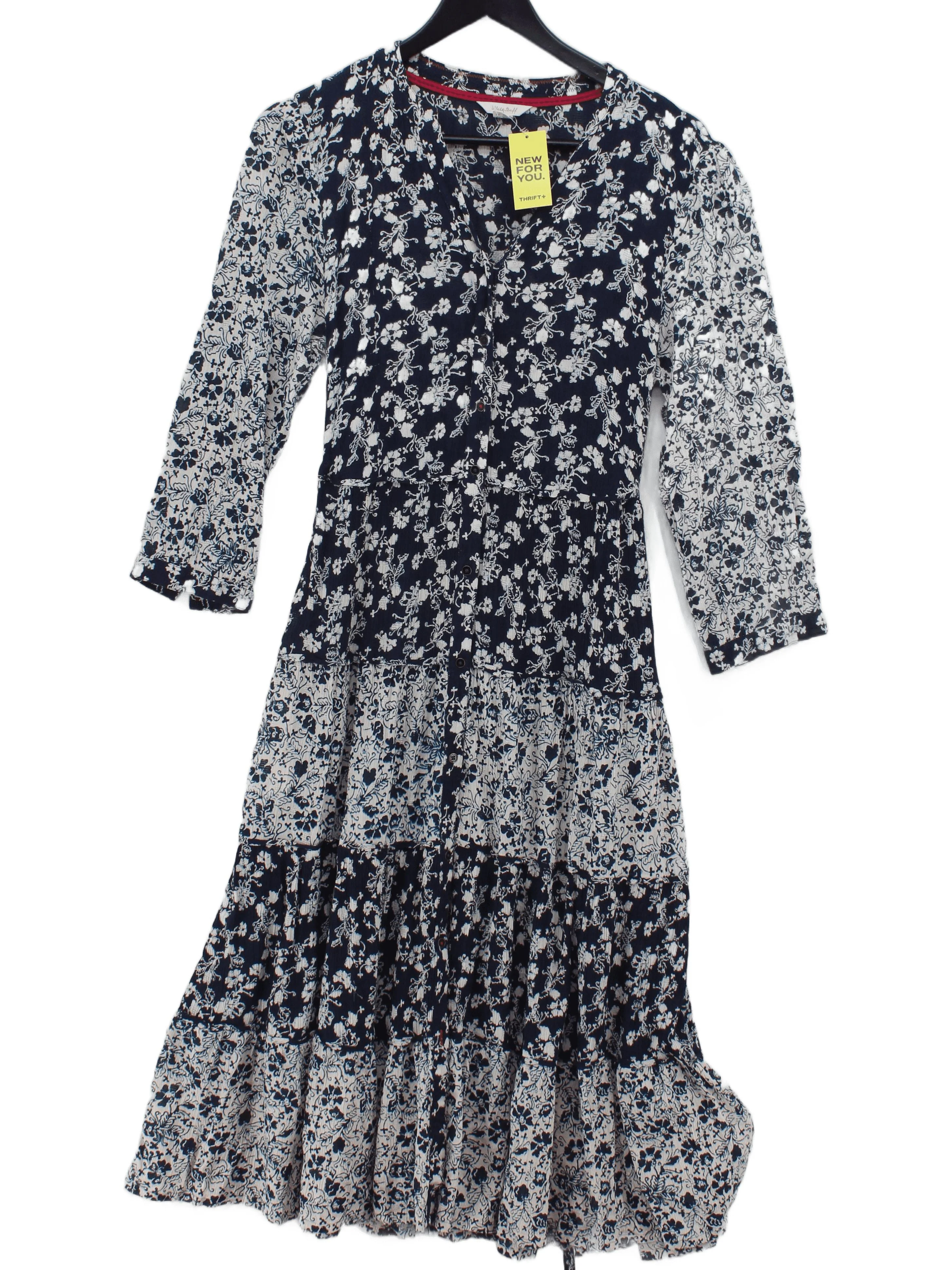 White Stuff A-Line Midi Dress UK10 in Blue