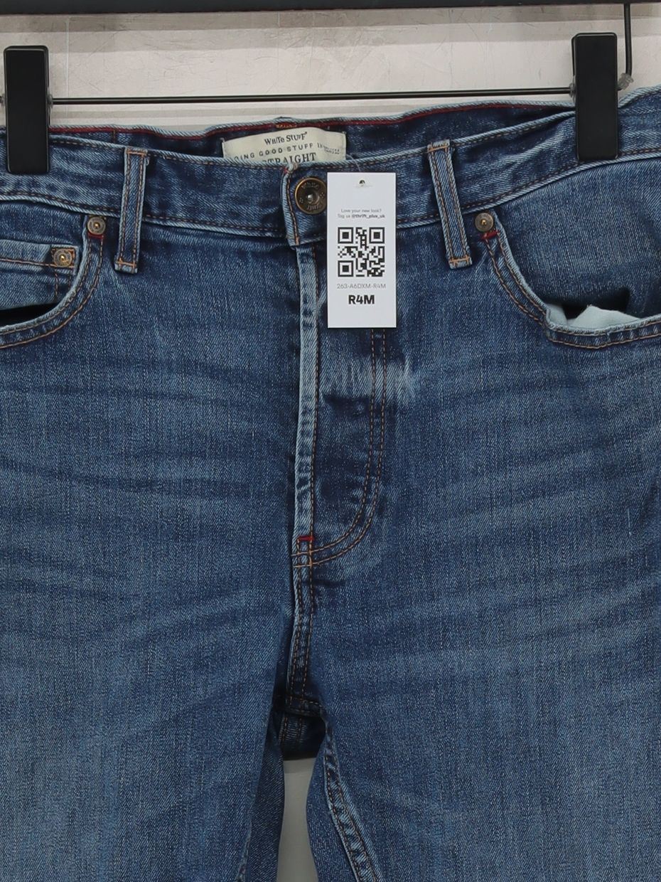 White Stuff Men's Jeans W 32 in; L 28 in Blue Cotton with Elastane Straight - Image 3