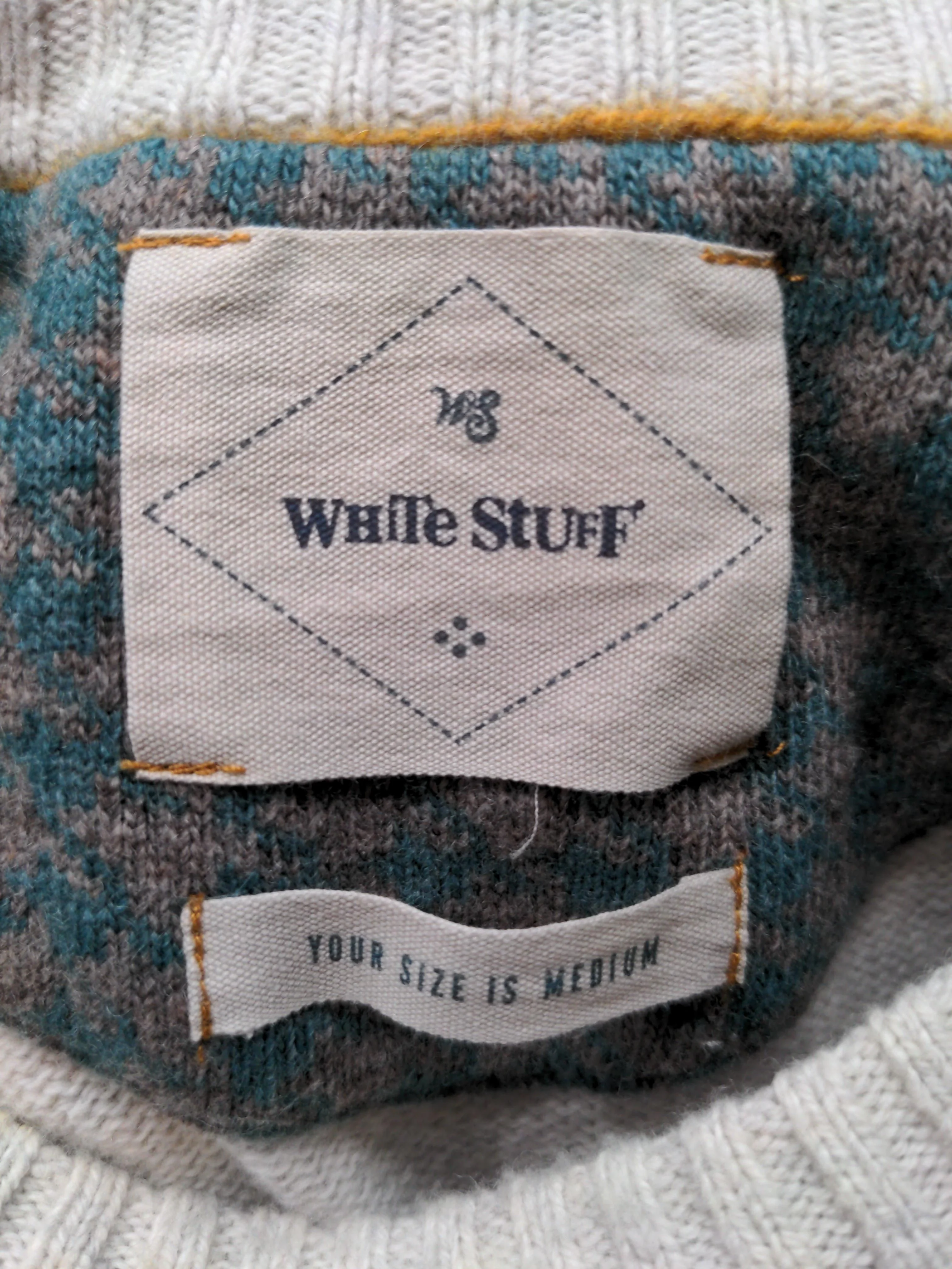 White Stuff Men's Jumper M Cream Wool with Cotton Round Neck Pullover - Image 5