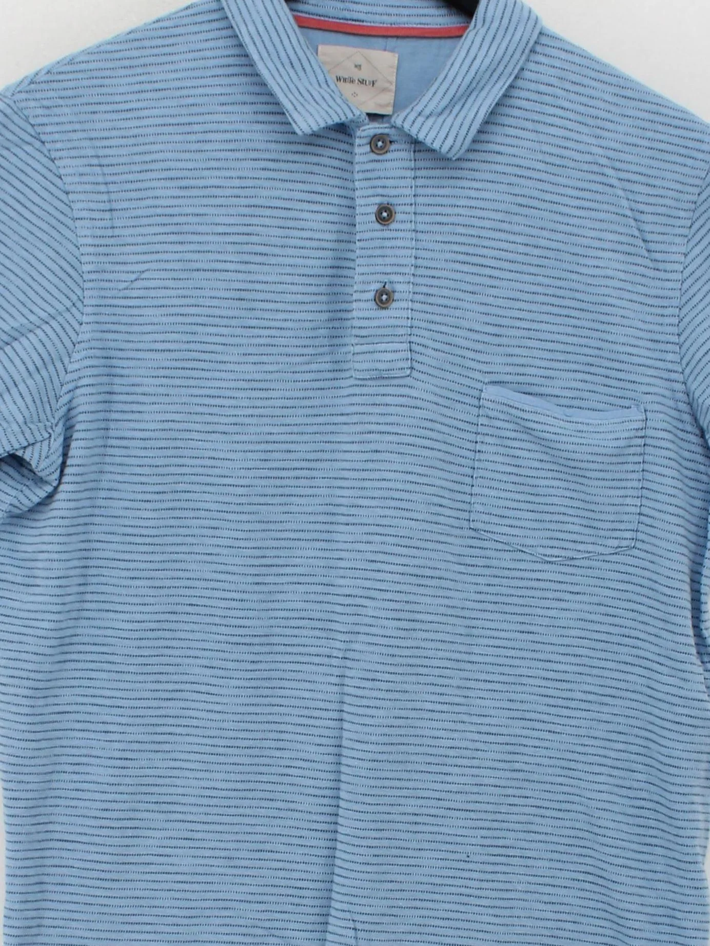 White Stuff Men's Polo S Blue Striped 100% Cotton Basic - Image 3