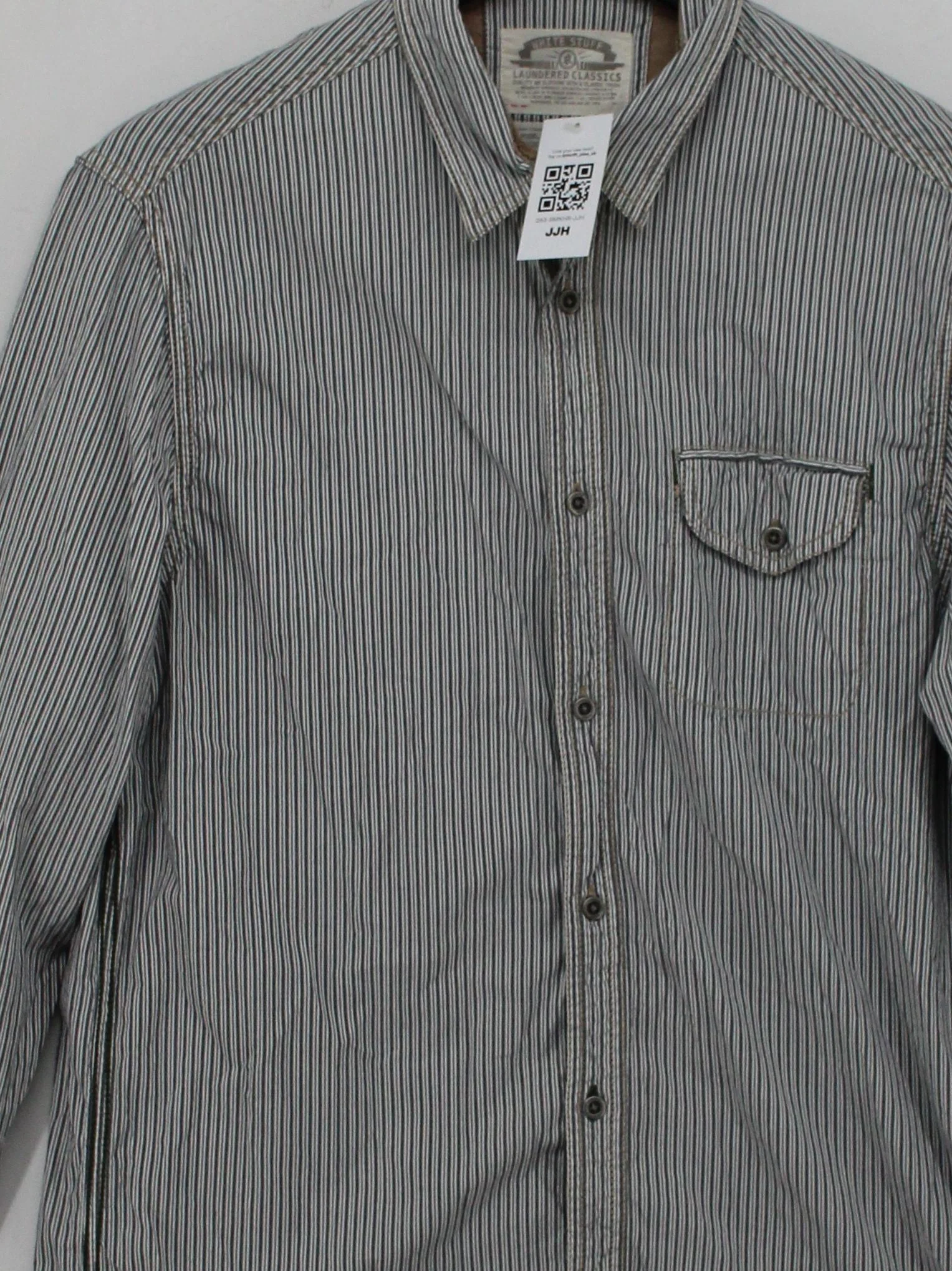 White Stuff Men's Shirt L Grey Striped 100% Cotton Basic - Image 3