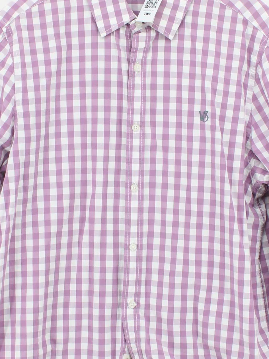 White Stuff Men's Shirt L Purple Checkered 100% Cotton Basic - Image 3