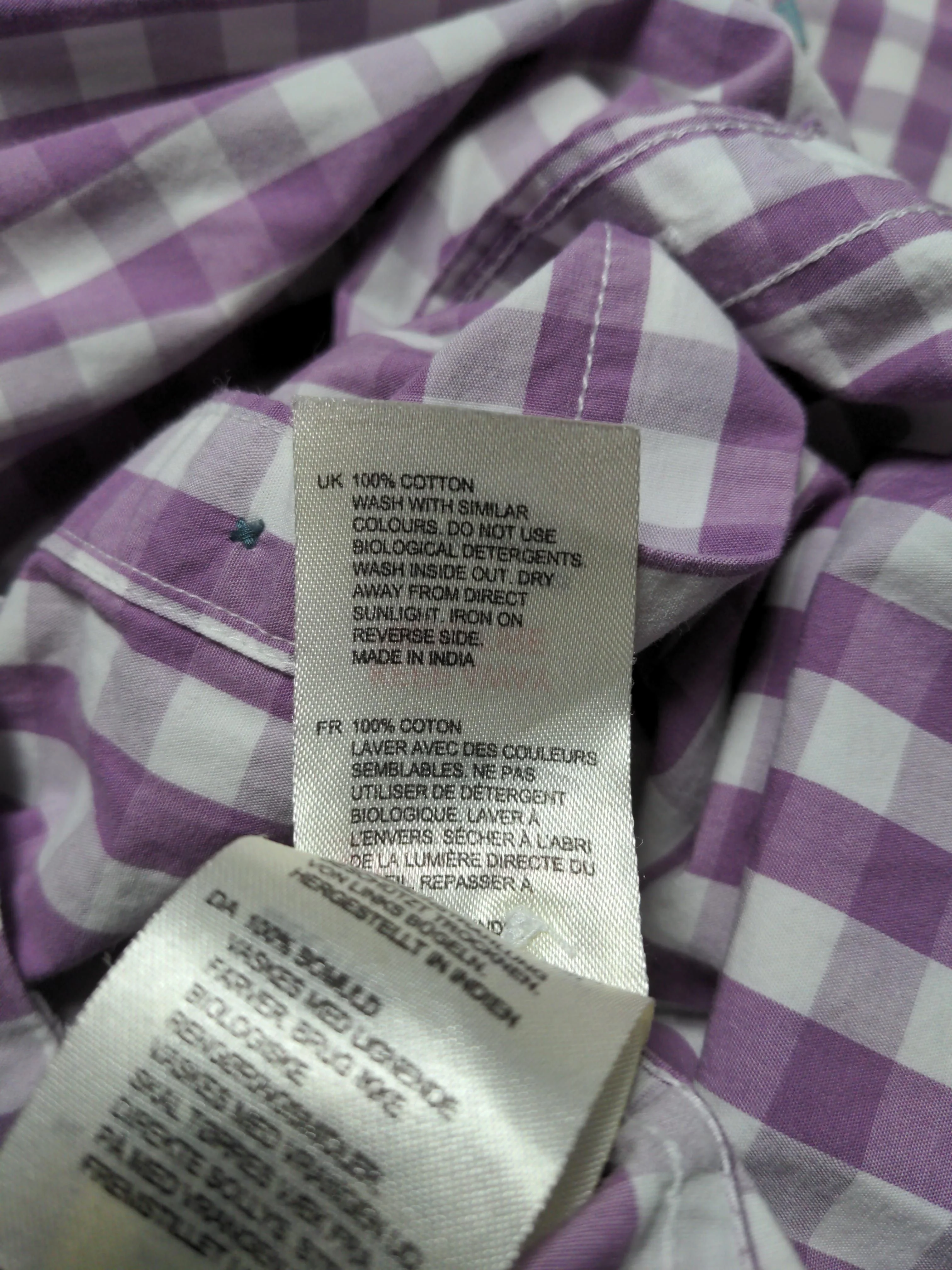 White Stuff Men's Shirt L Purple Checkered 100% Cotton Basic - Image 6