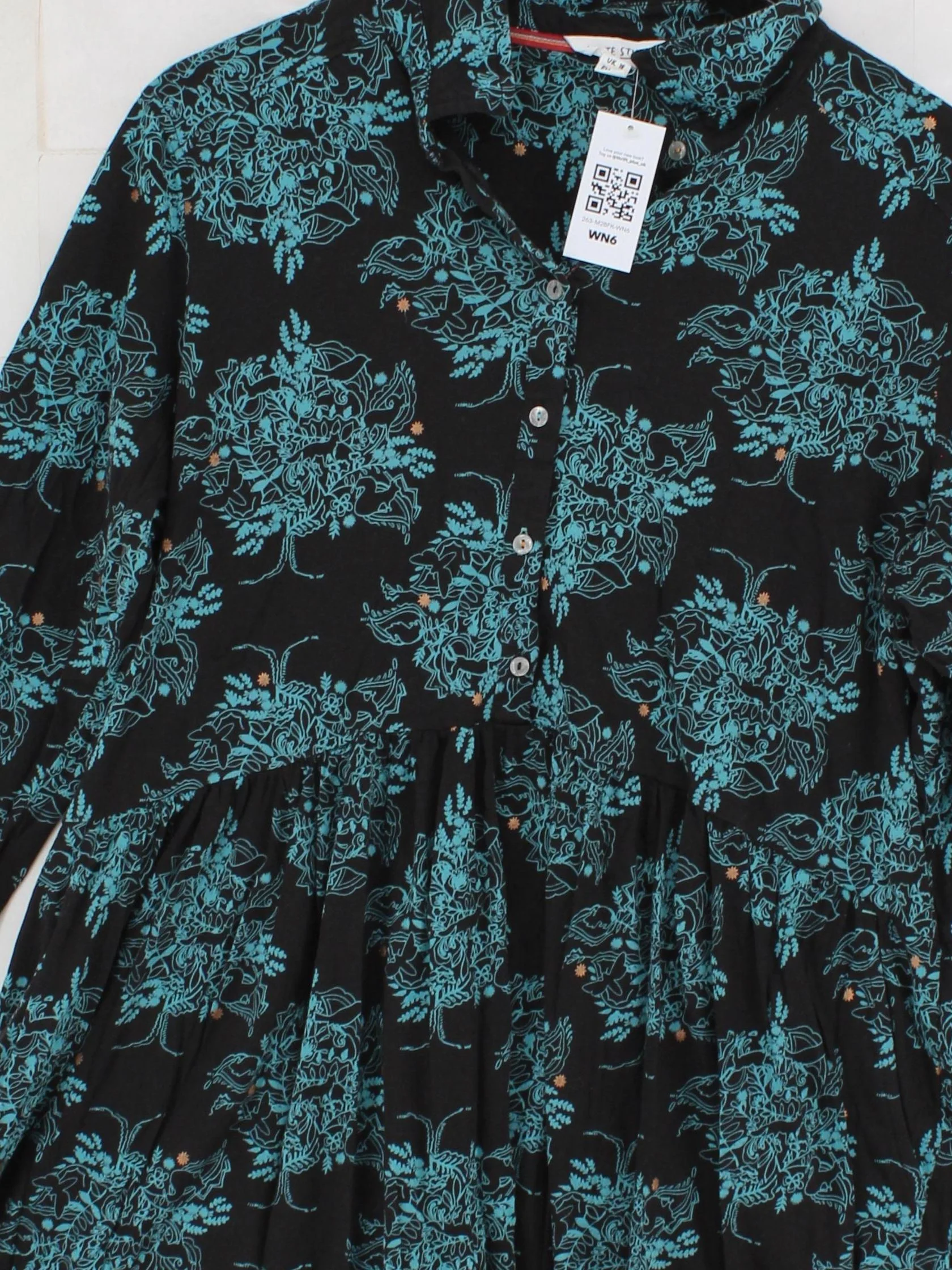 White Stuff Shirt Midi Dress UK10 in Black - Image 3