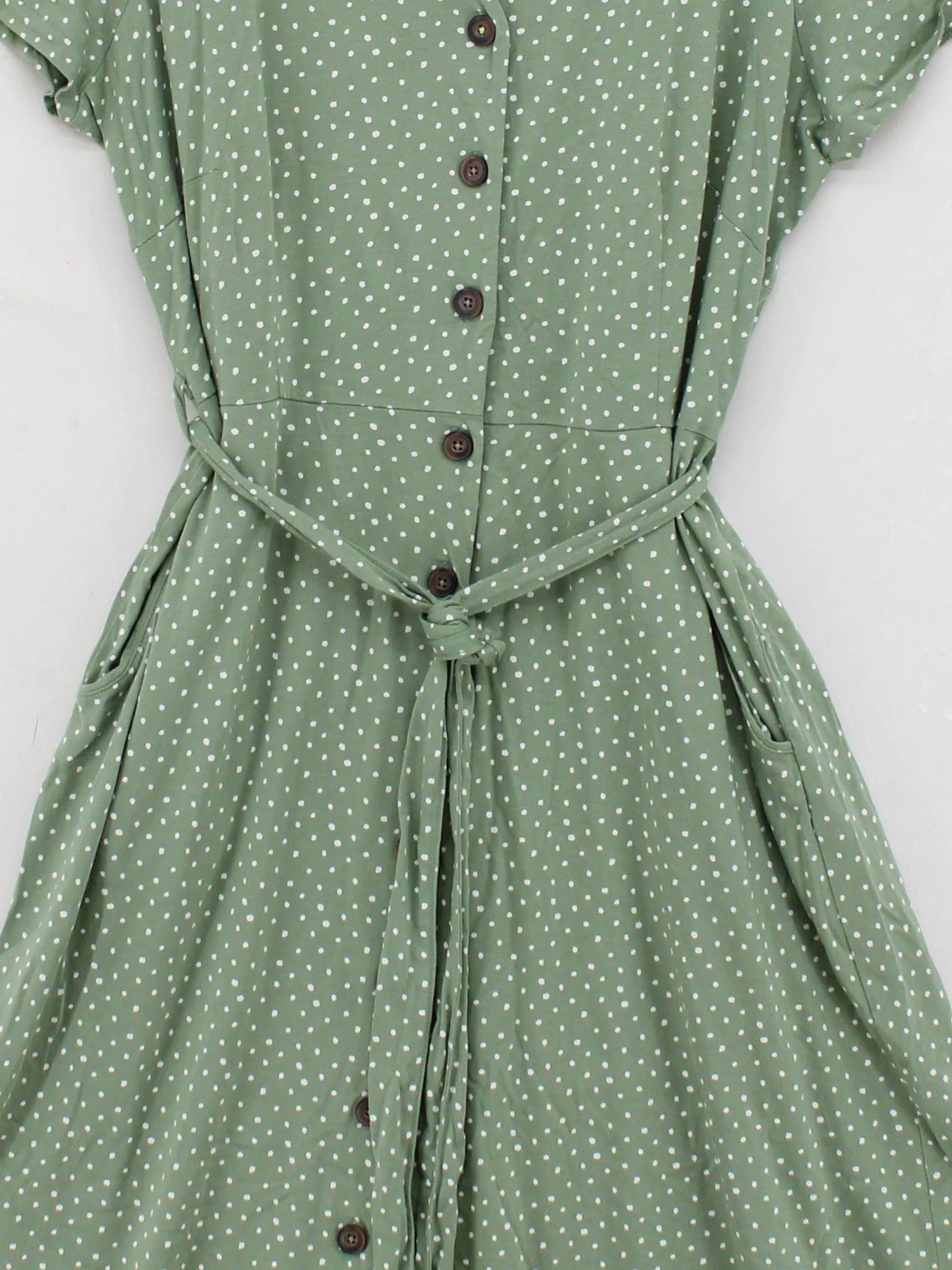 White Stuff Shirt Midi Dress UK12 in Green - Image 3