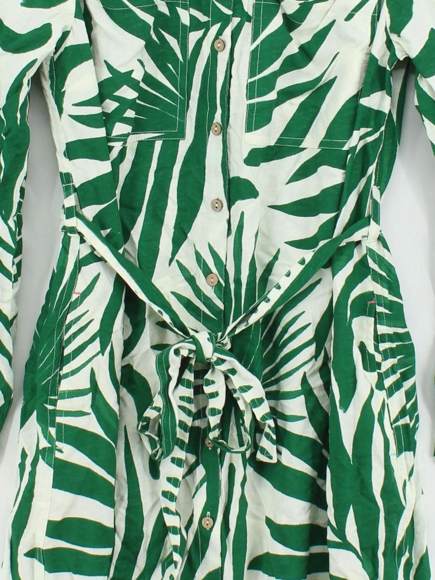 White Stuff Shirt Midi Dress UK14 in Green - Image 3