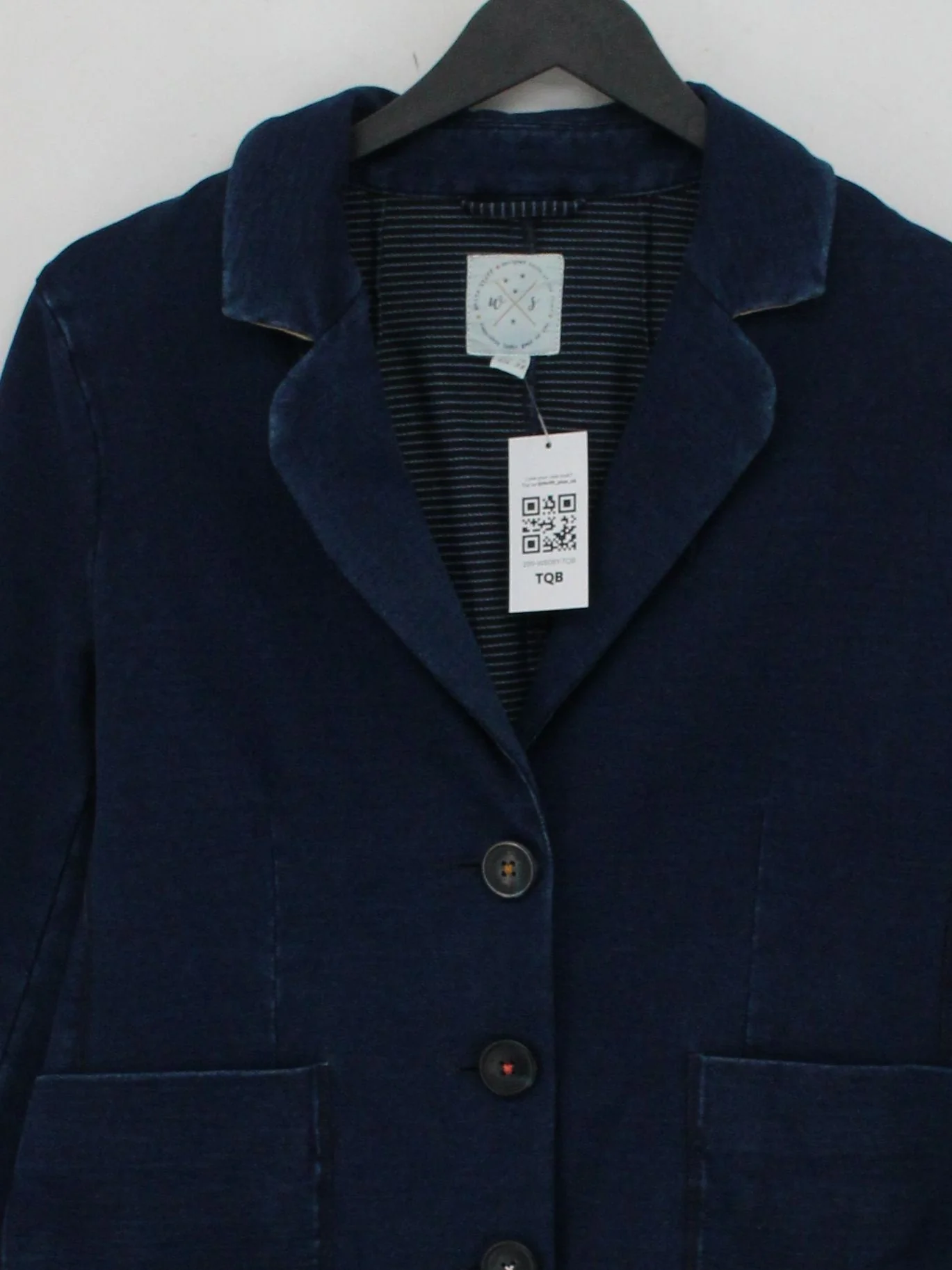 White Stuff Women's Blazer UK 10 Blue Cotton with Polyester Overcoat - Image 3