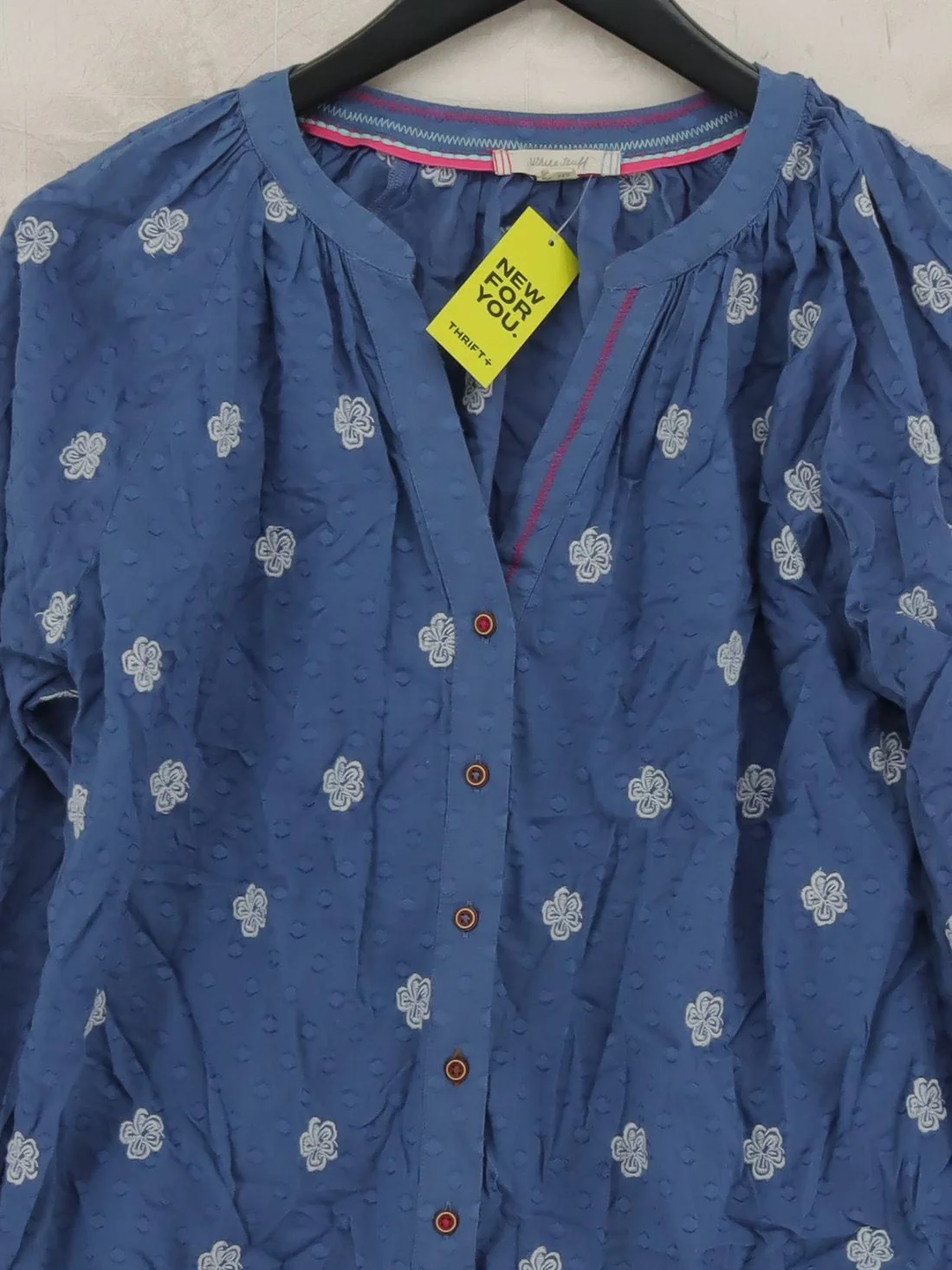 White Stuff Women's Blouse UK 10 Blue Cotton with Polyester Basic - Image 3