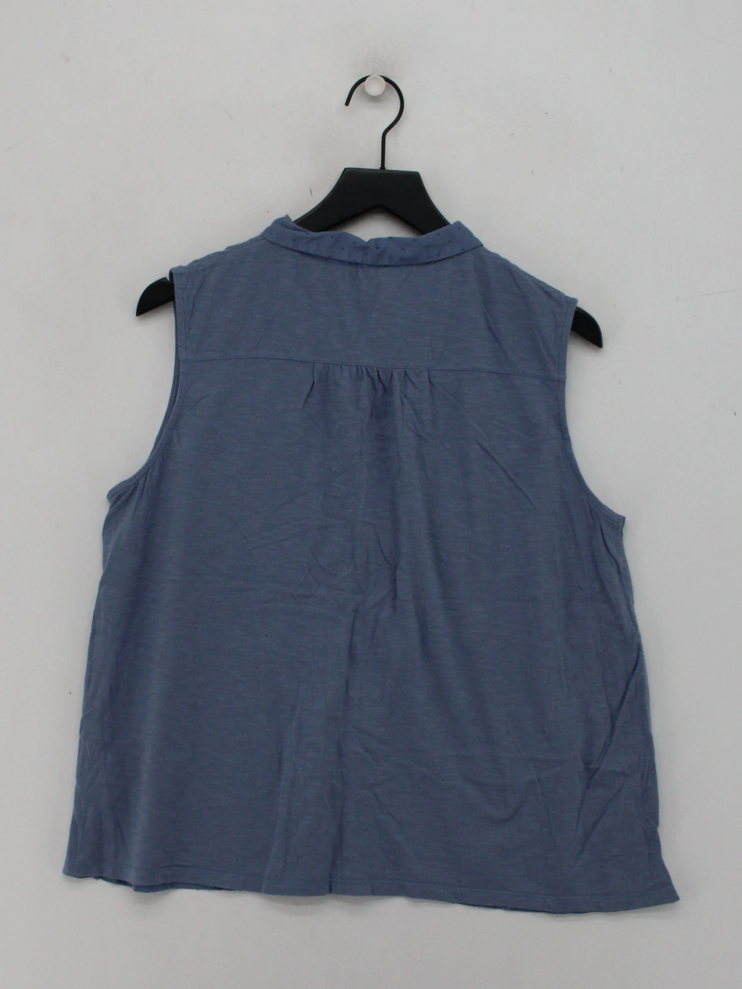 White Stuff Women's Blouse UK 12 Blue 100% Cotton Sleeveless Collared Basic - Image 2