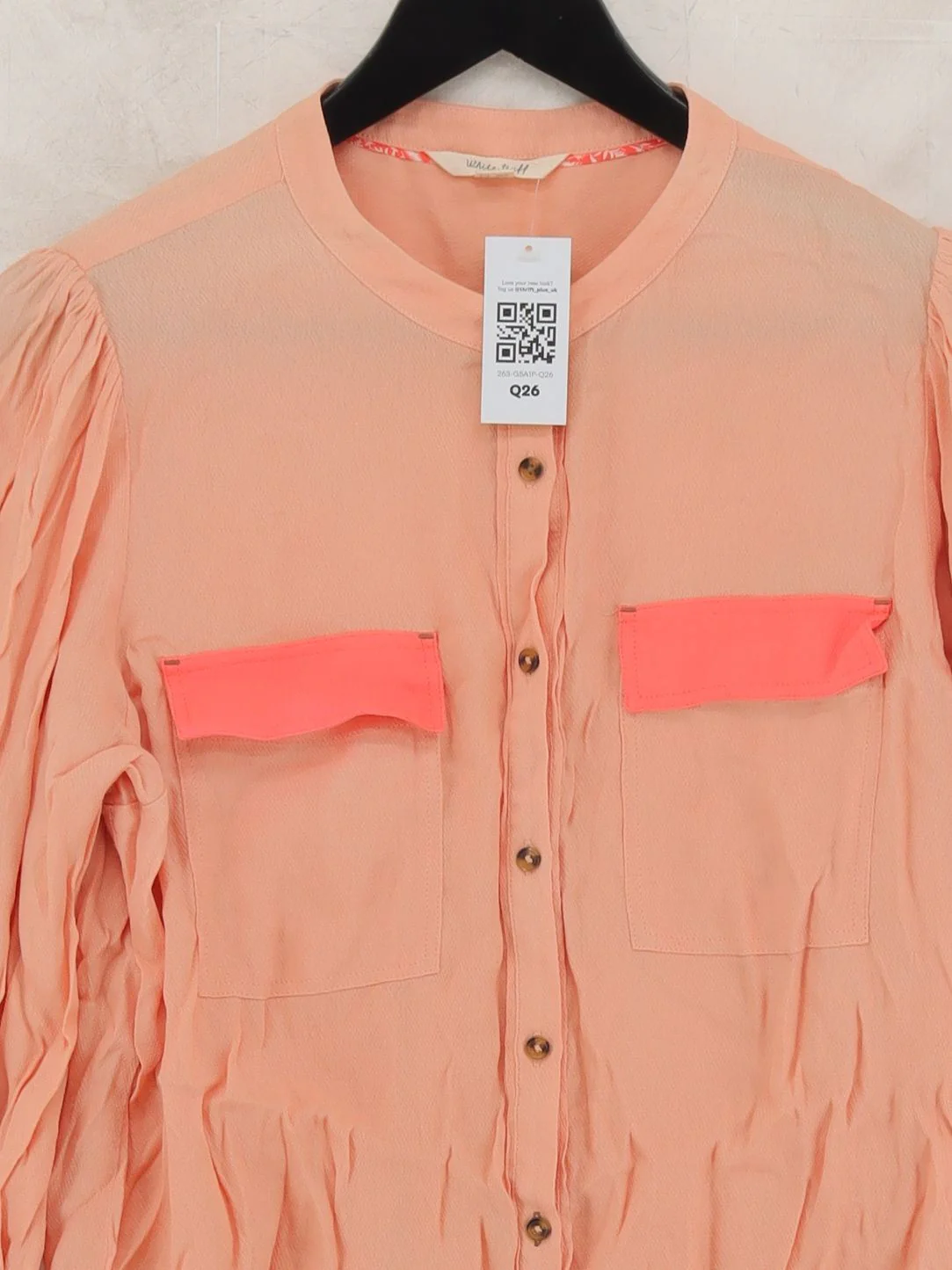 White Stuff Women's Blouse UK 14 Pink 100% Viscose Long Sleeve Collared Basic - Image 3