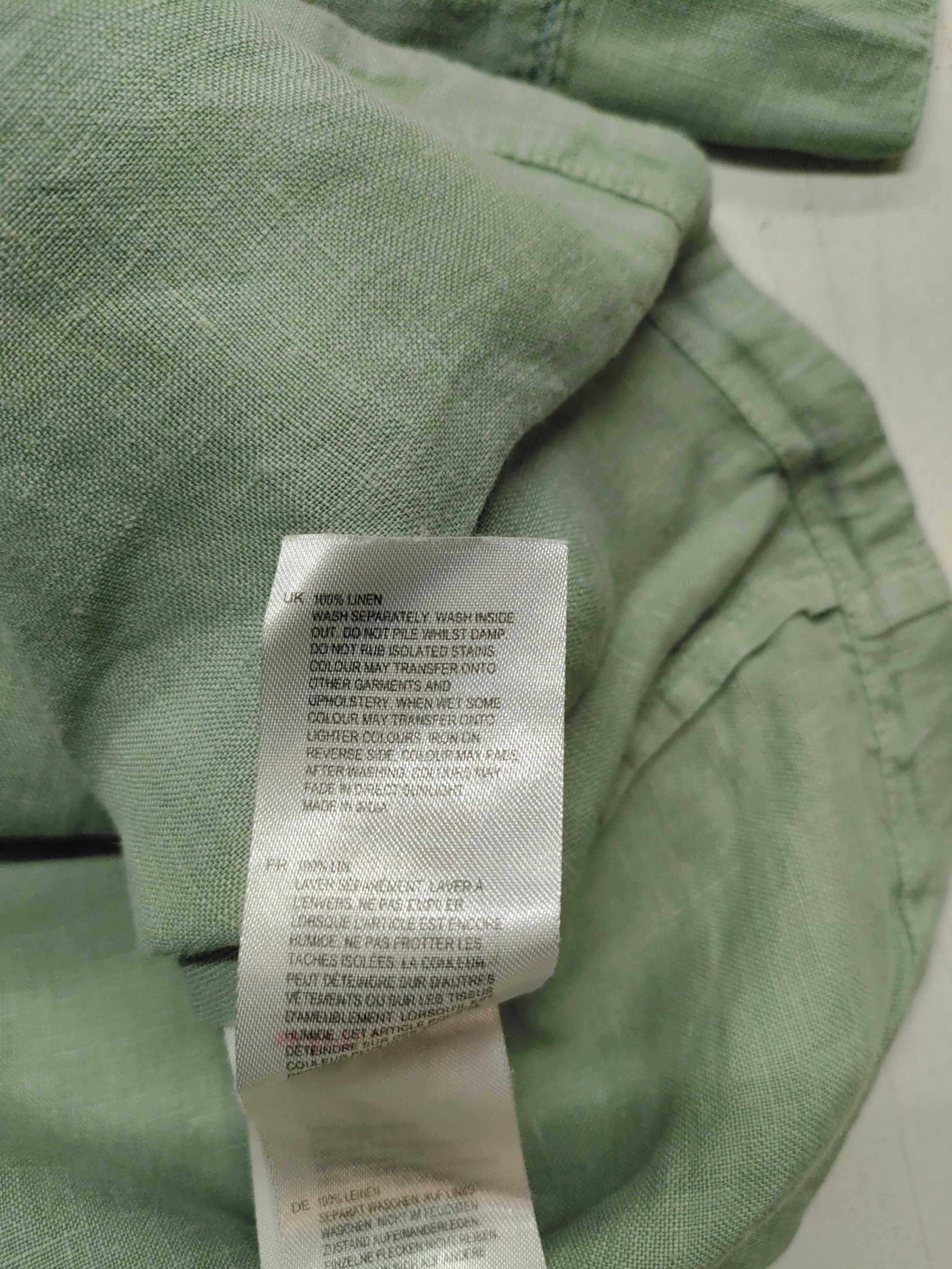 White Stuff Women's Blouse UK 16 Green 100% Linen Short Sleeve Collared Basic - Image 6