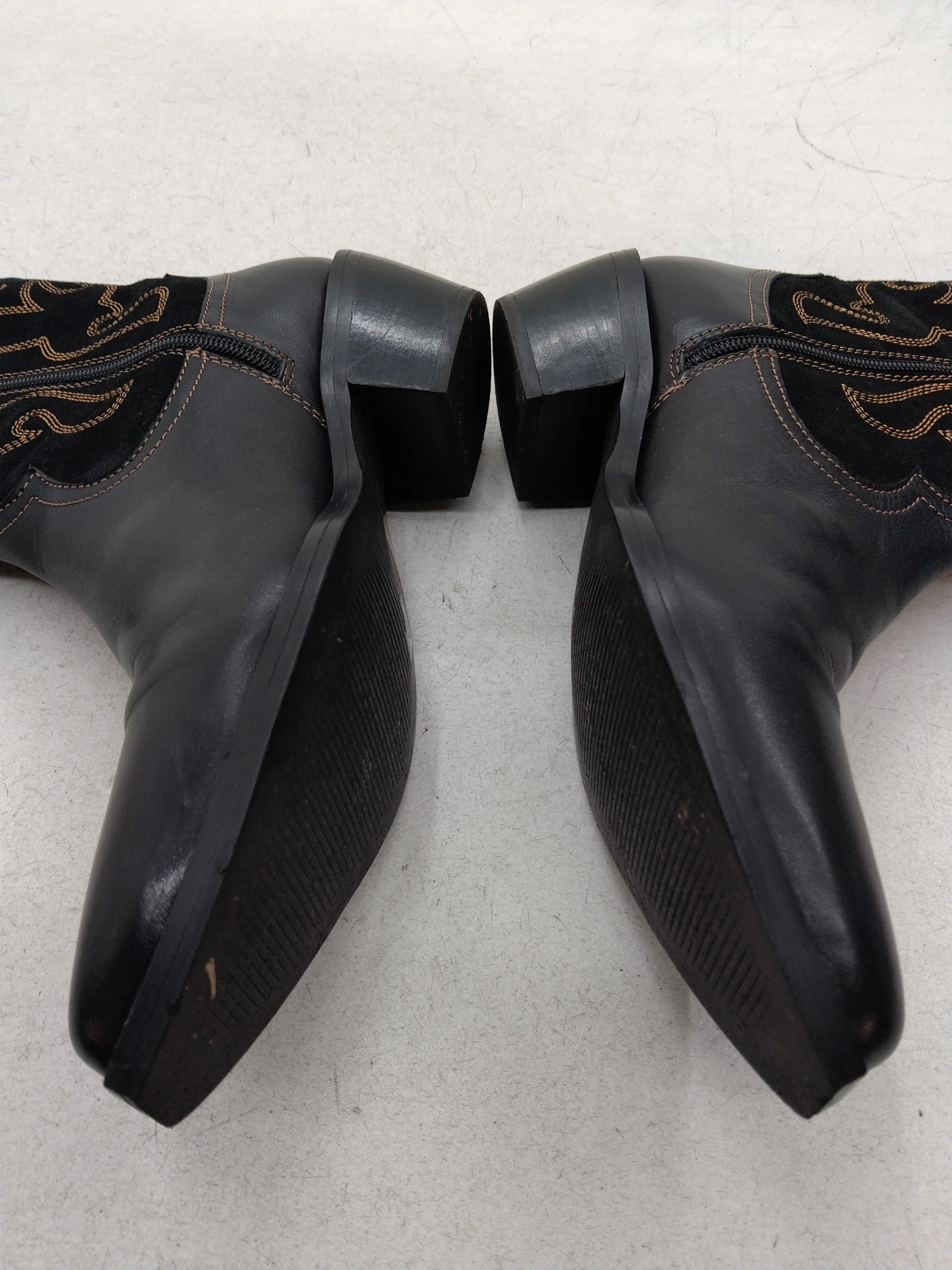White Stuff Women's Boots UK 6 Black Leather with Suede Cowboy - Image 7